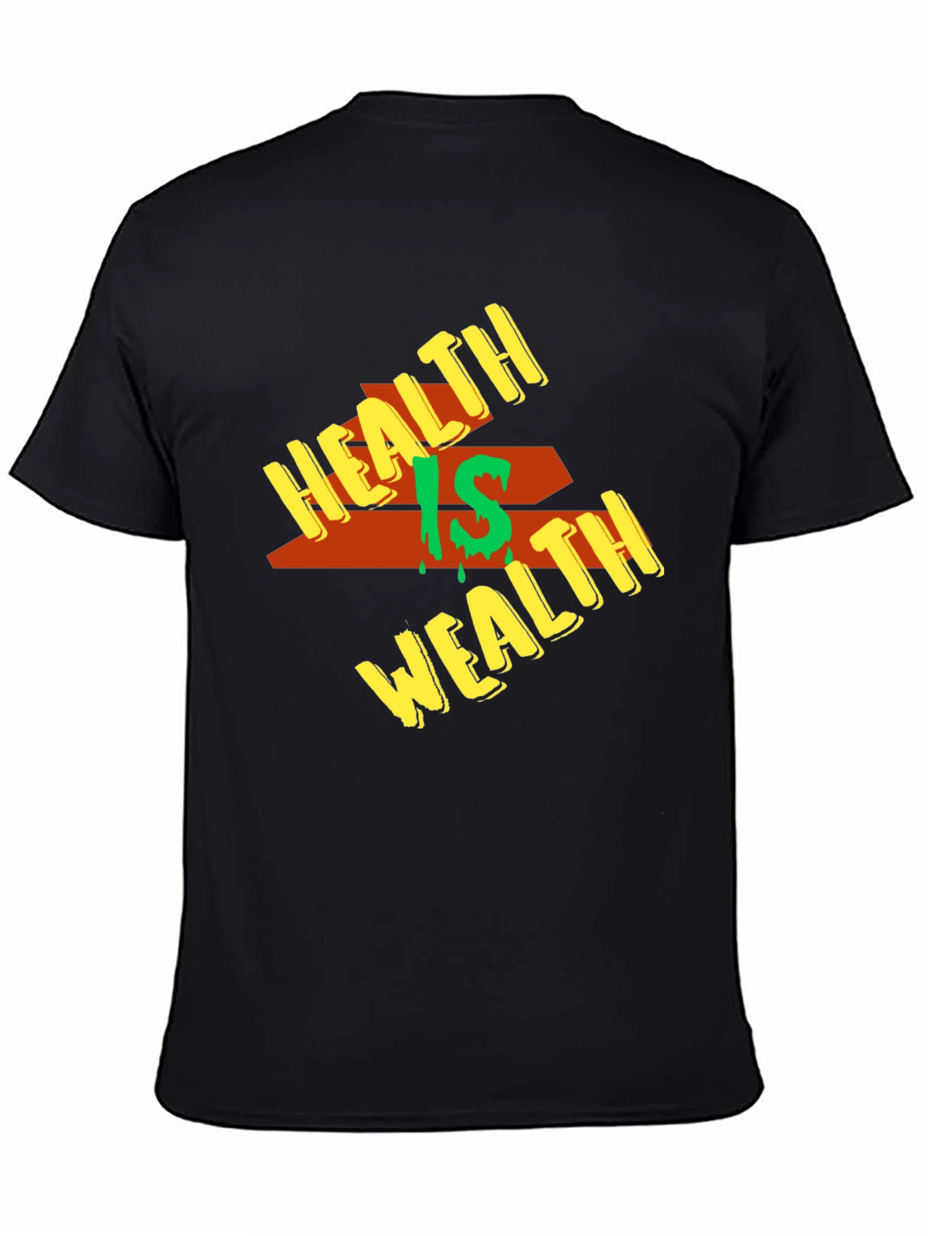Health is Wealth Graphic Tee - Mens Black T-Shirt