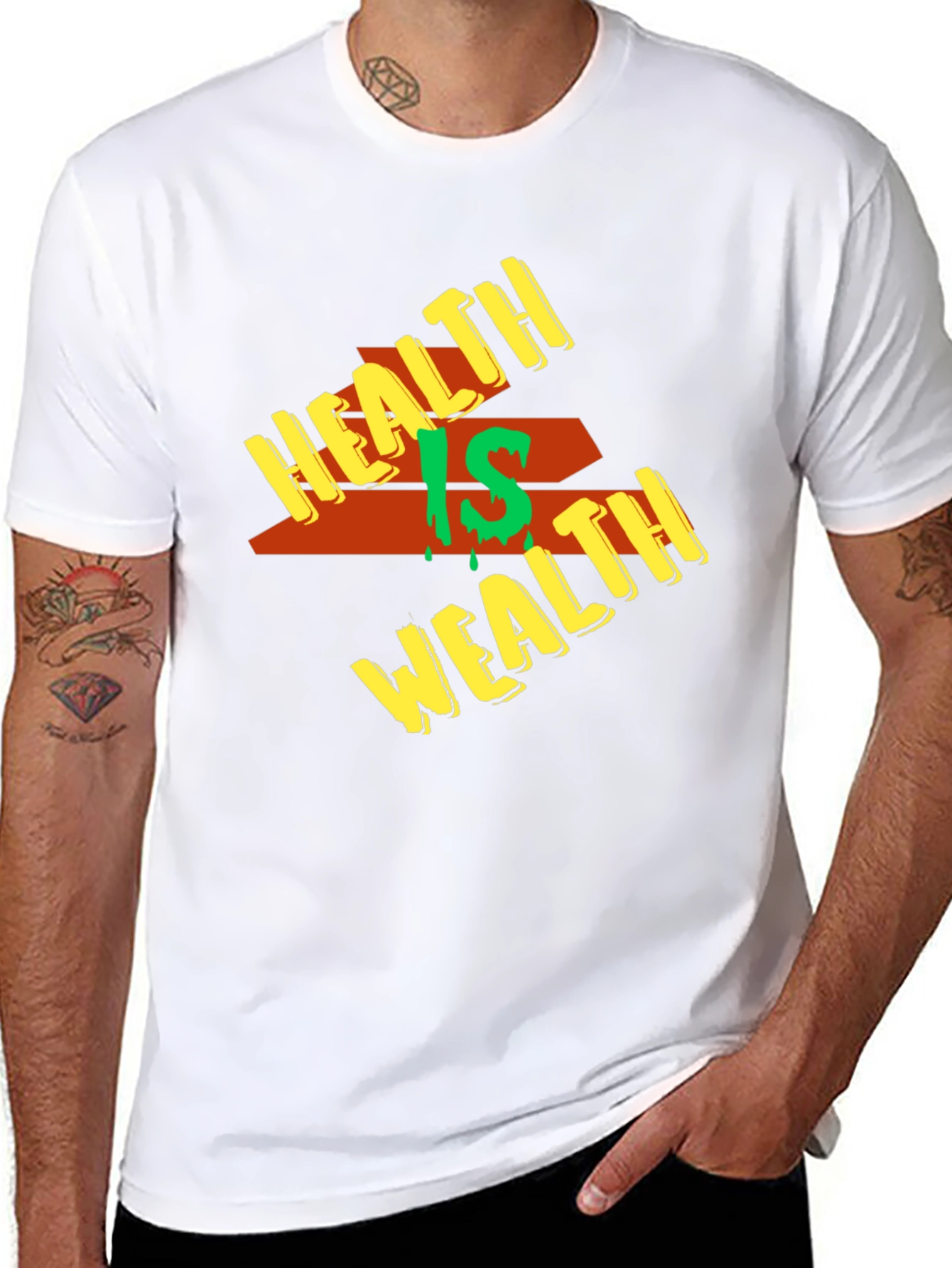 Health is Wealth Graphic Tee - Mens Black T-Shirt