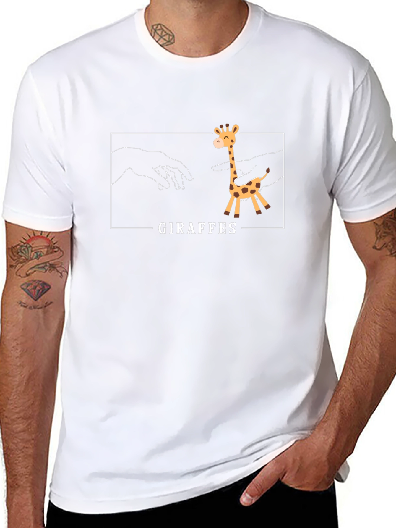 Giraffes Funny Graphic T-Shirt - Black