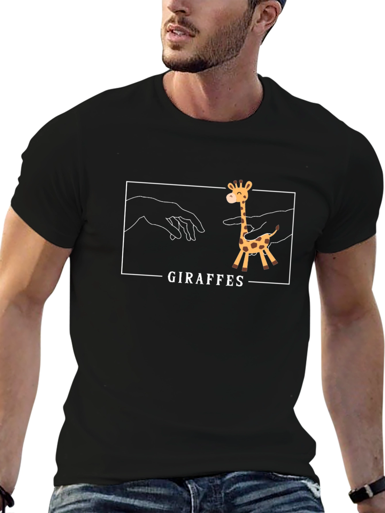 Giraffes Funny Graphic T-Shirt - Black