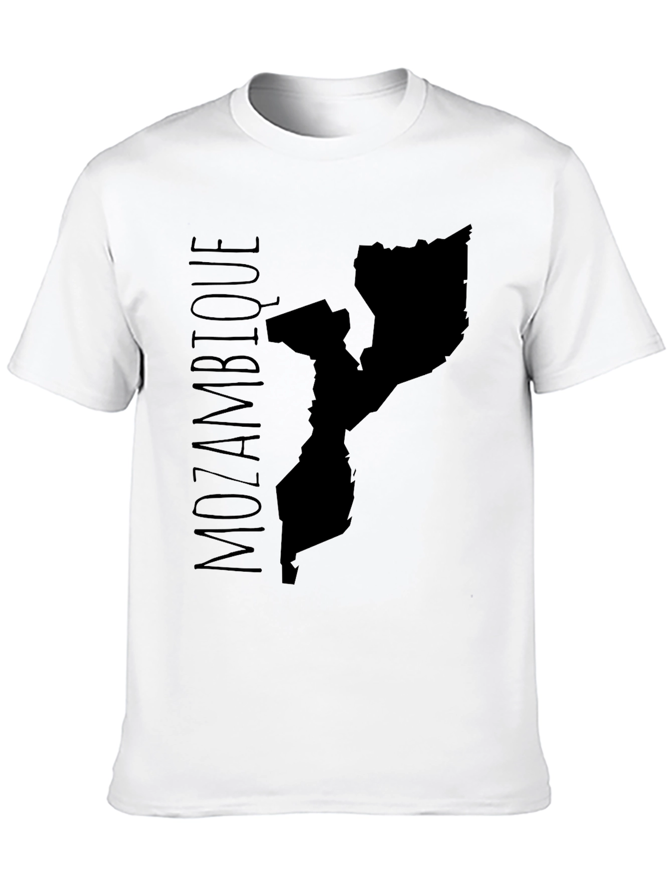 Mozambique Map T-Shirt Black Cotton Graphic Tee