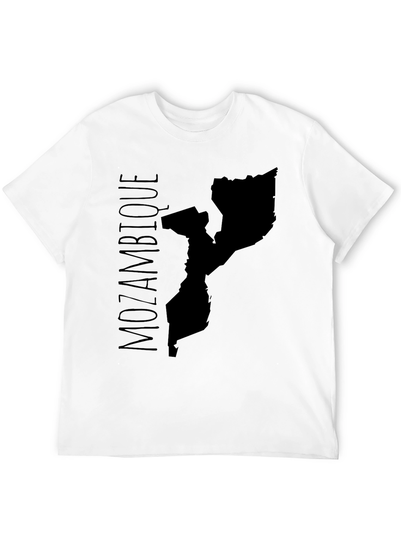 Mozambique Map T-Shirt Black Cotton Graphic Tee