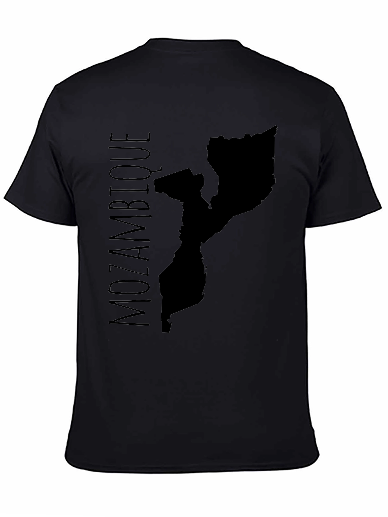 Mozambique Map T-Shirt Black Cotton Graphic Tee