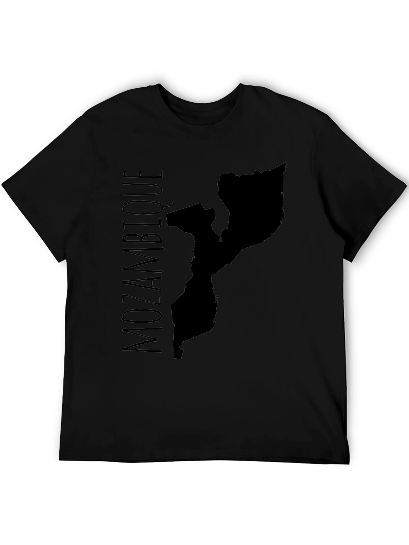 Mozambique Map T-Shirt Black Cotton Graphic Tee