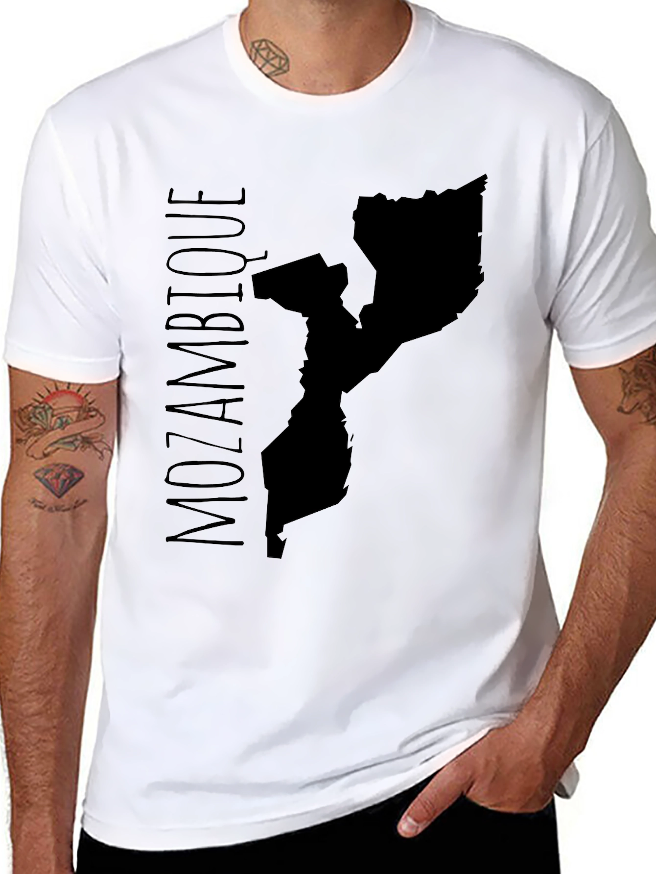Mozambique Map T-Shirt Black Cotton Graphic Tee