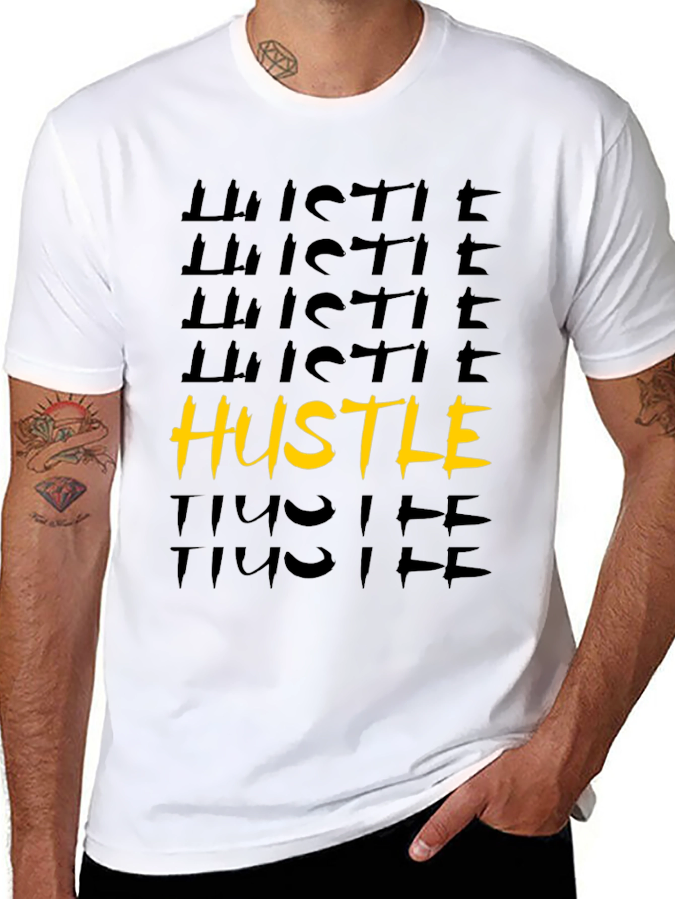 Mens Black Hustle Graphic Tee