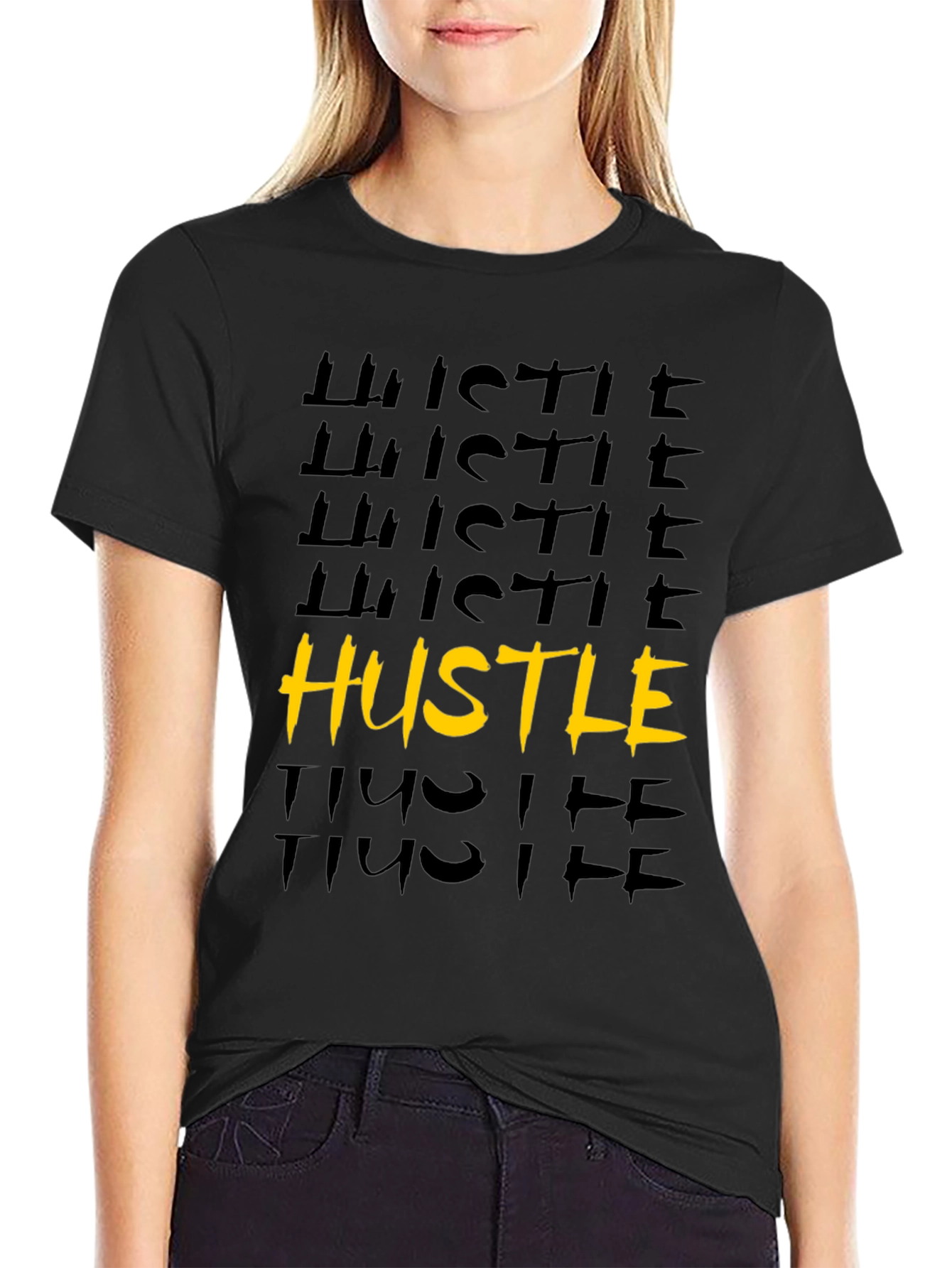 Mens Black Hustle Graphic Tee