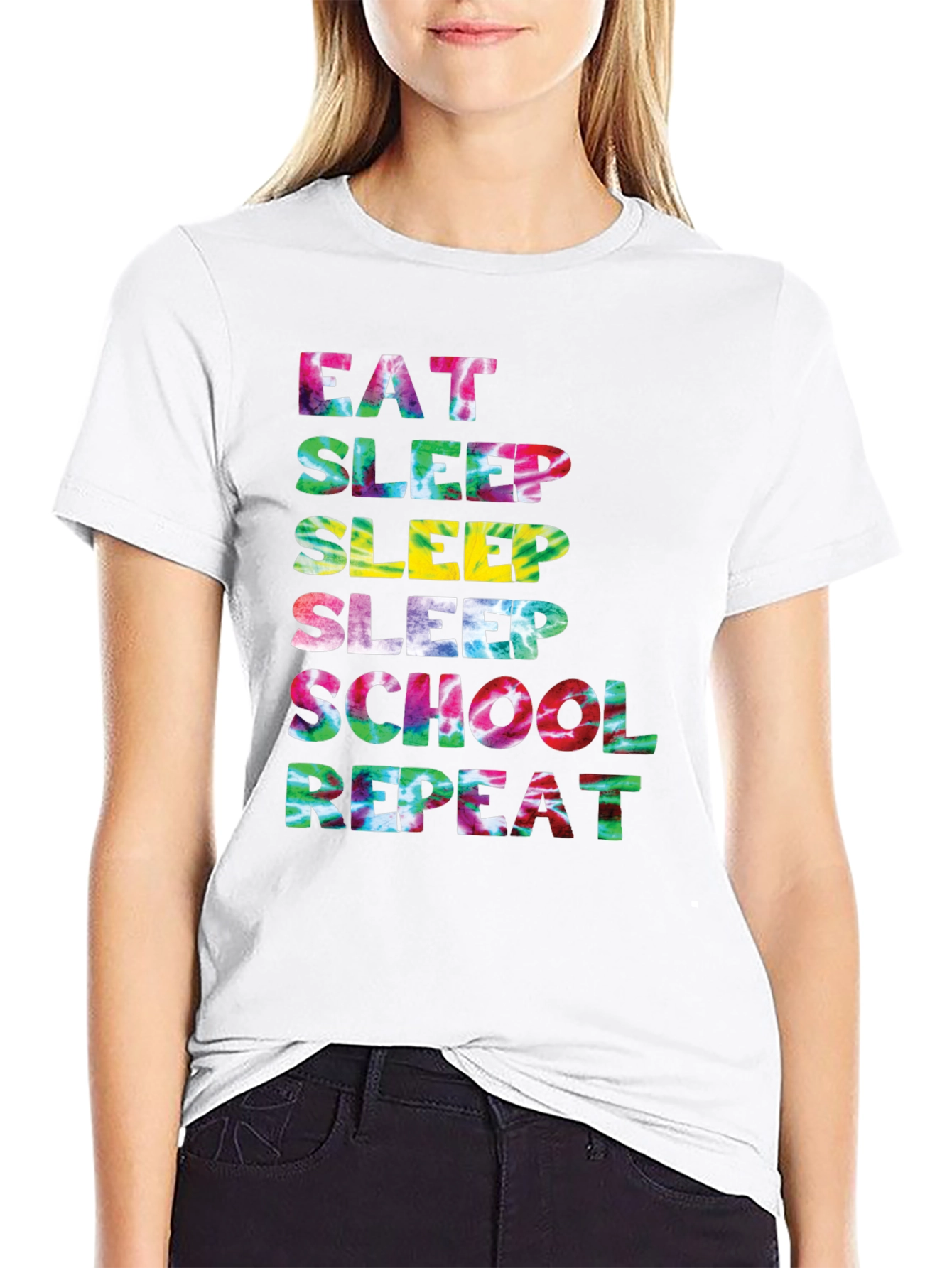 Eat Sleep School Repeat Tie Dye T-Shirt