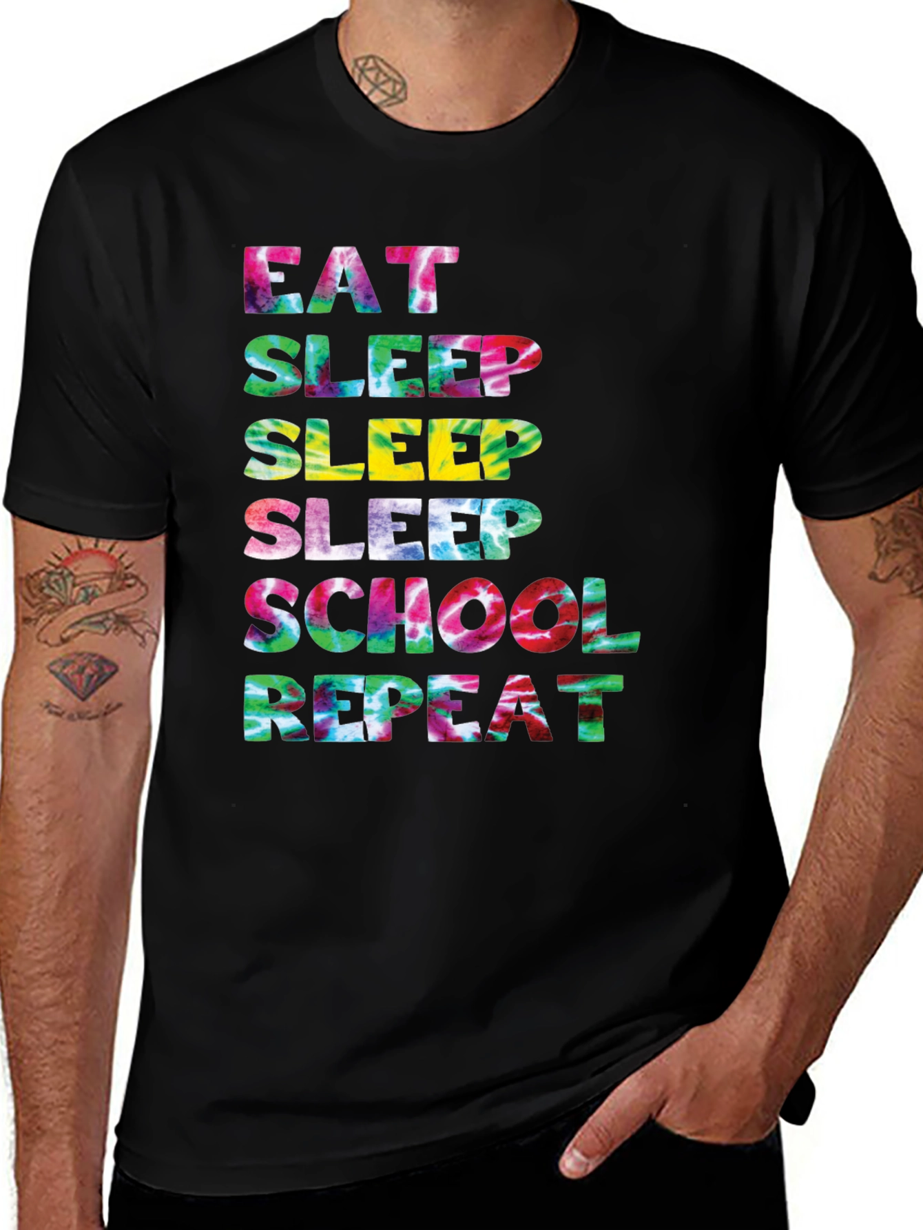 Eat Sleep School Repeat Tie Dye T-Shirt