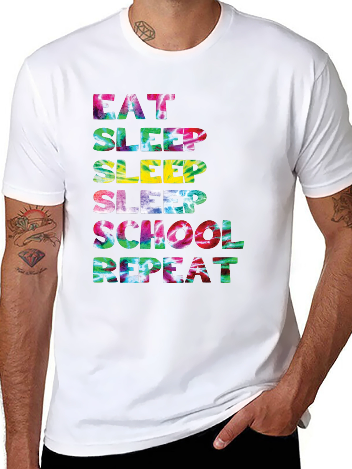 Eat Sleep School Repeat Tie Dye T-Shirt