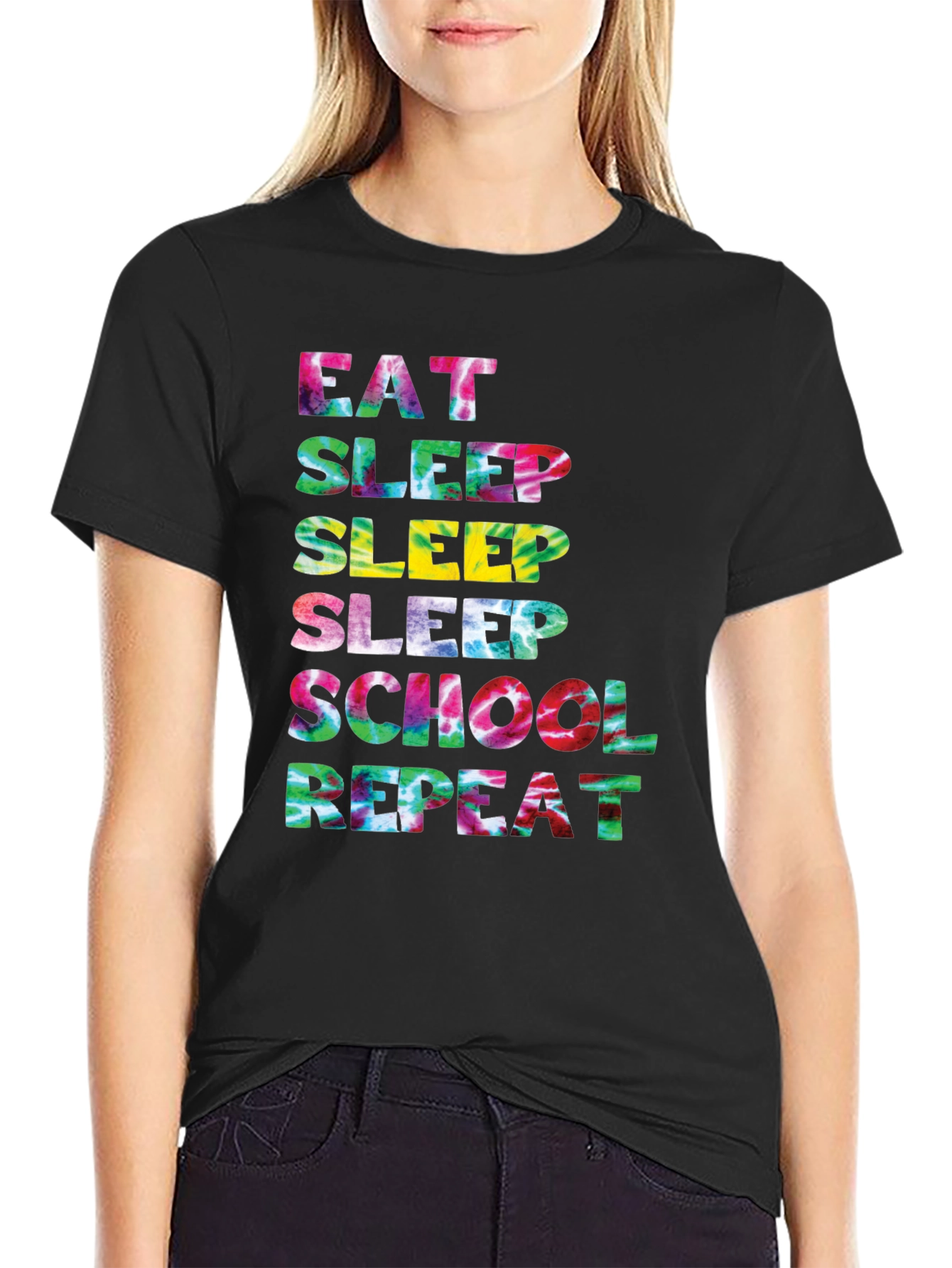 Eat Sleep School Repeat Tie Dye T-Shirt