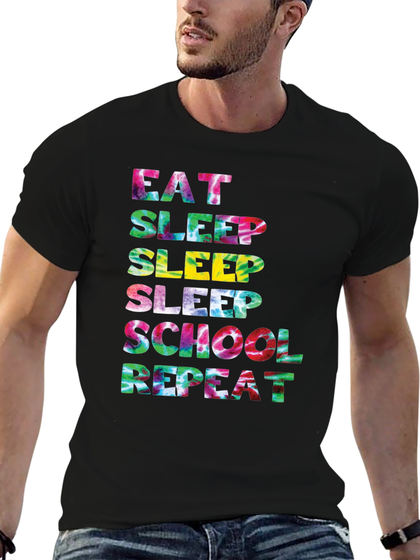 Eat Sleep School Repeat Tie Dye T-Shirt
