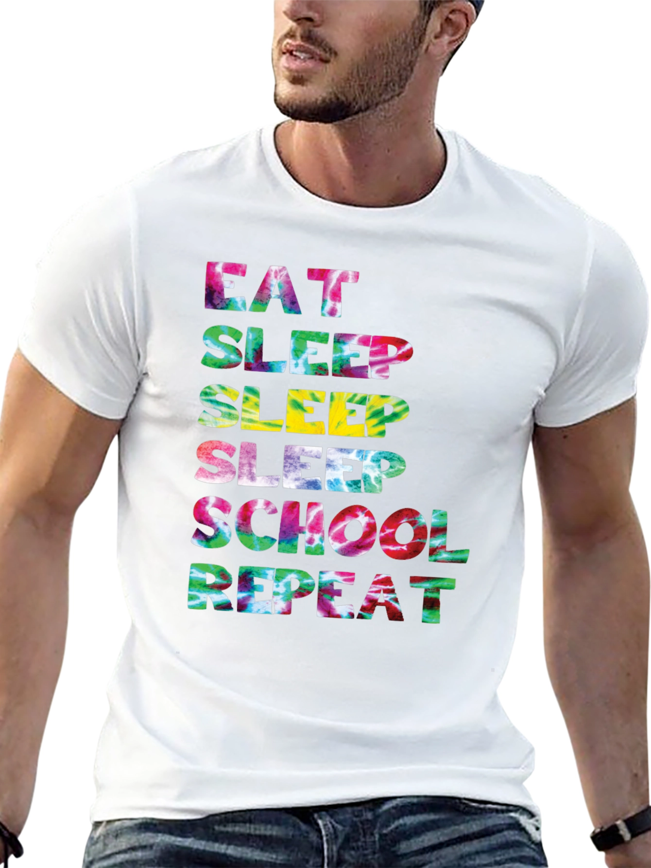 Eat Sleep School Repeat Tie Dye T-Shirt