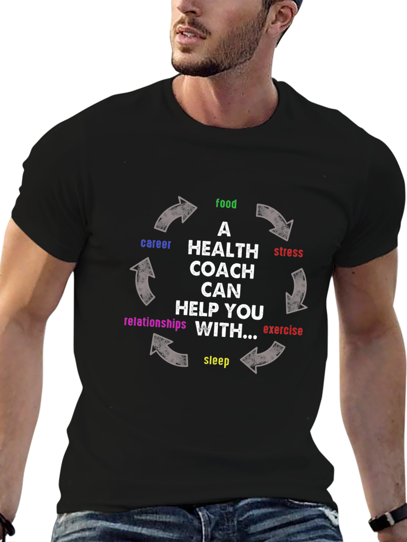 Health Coach T-Shirt: Food Sleep Exercise & More!