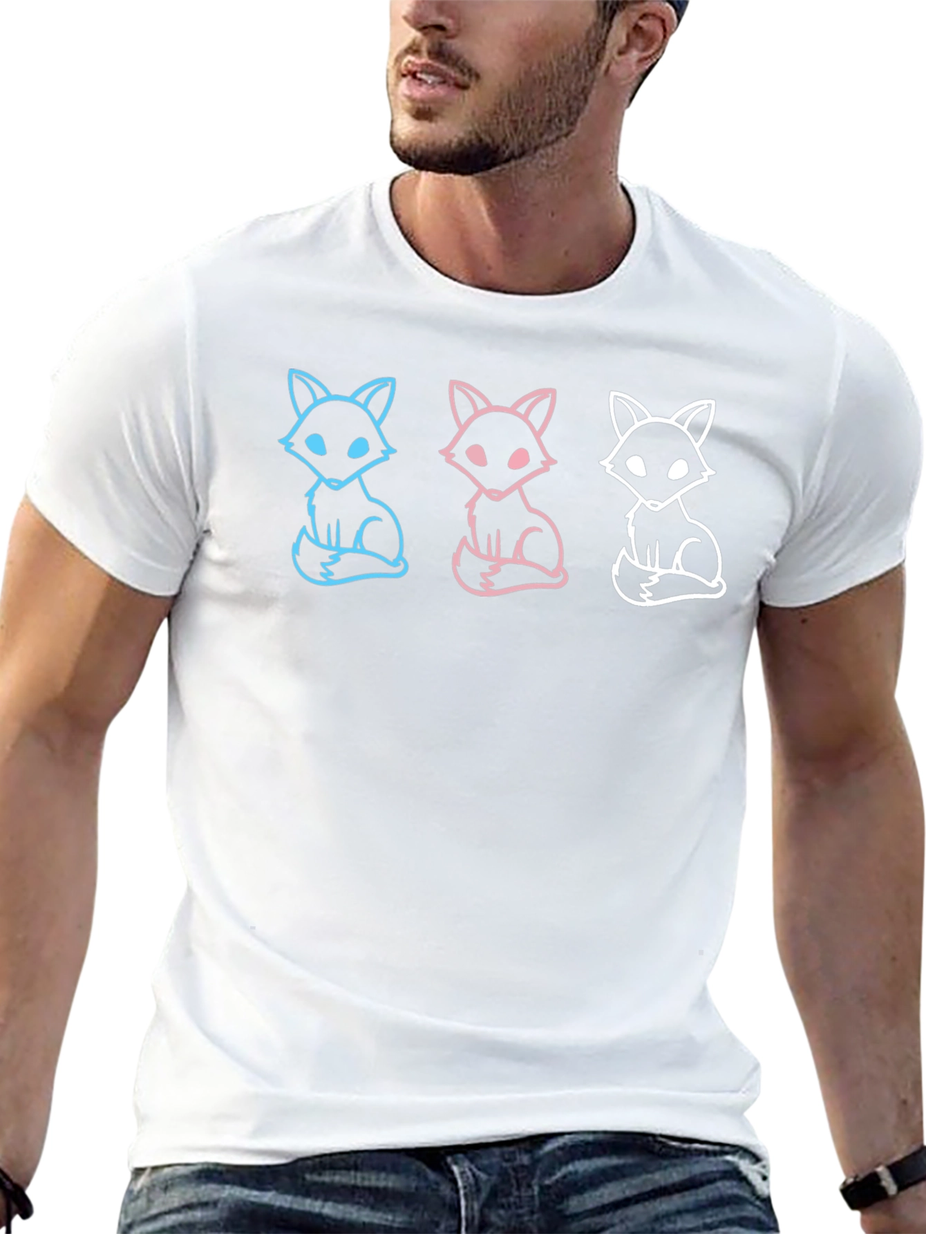 Fox Trio Graphic Tee - Stylish Black T-Shirt