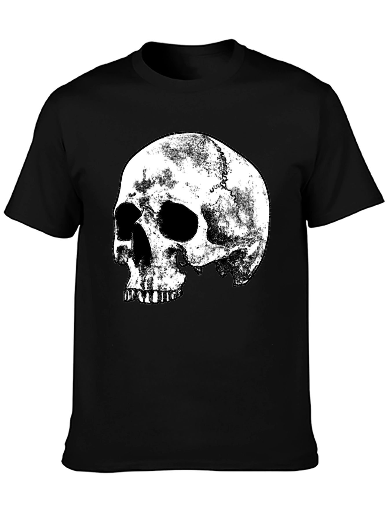 Mens Black Skull Graphic Print T-Shirt