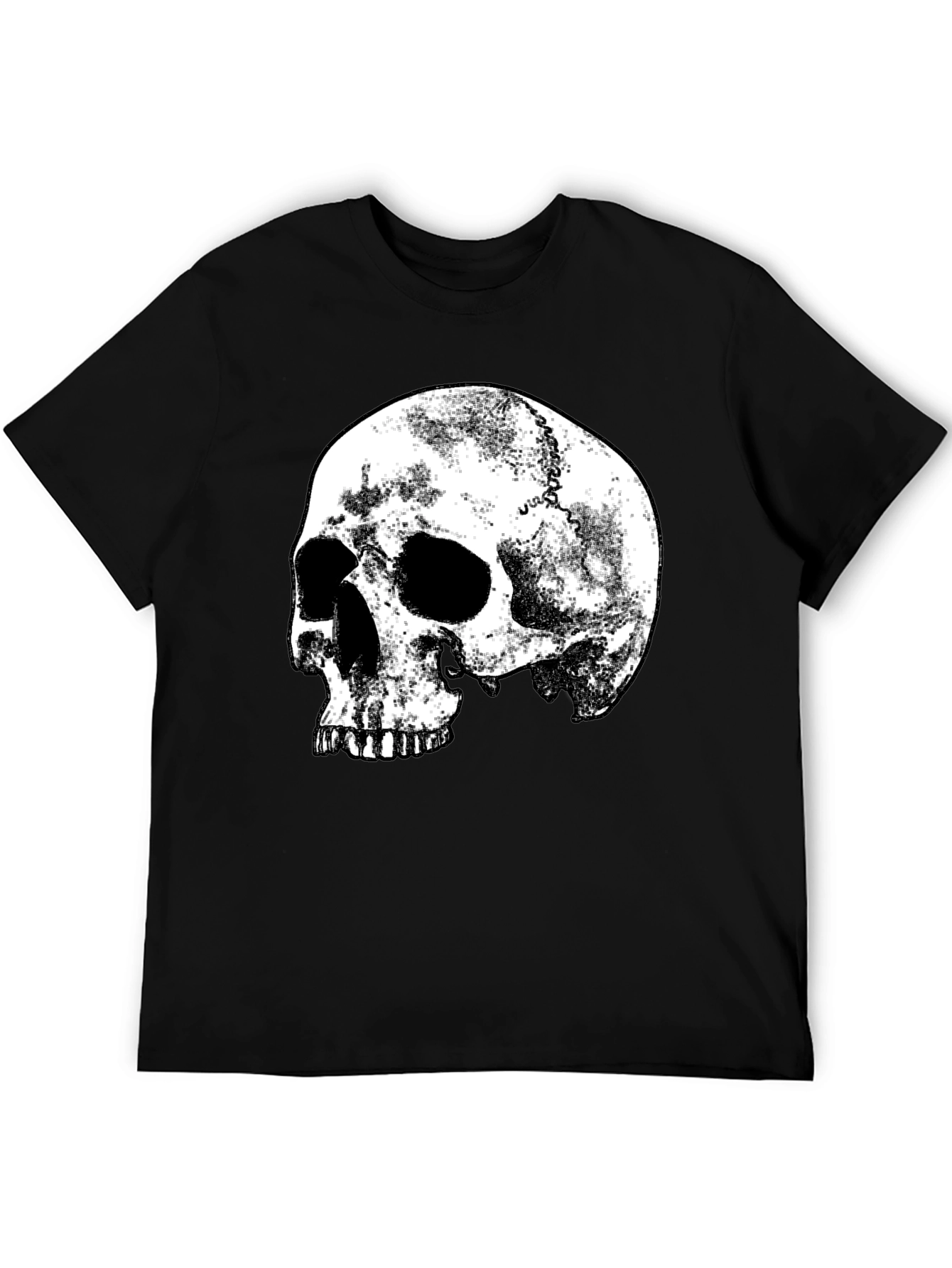 Mens Black Skull Graphic Print T-Shirt