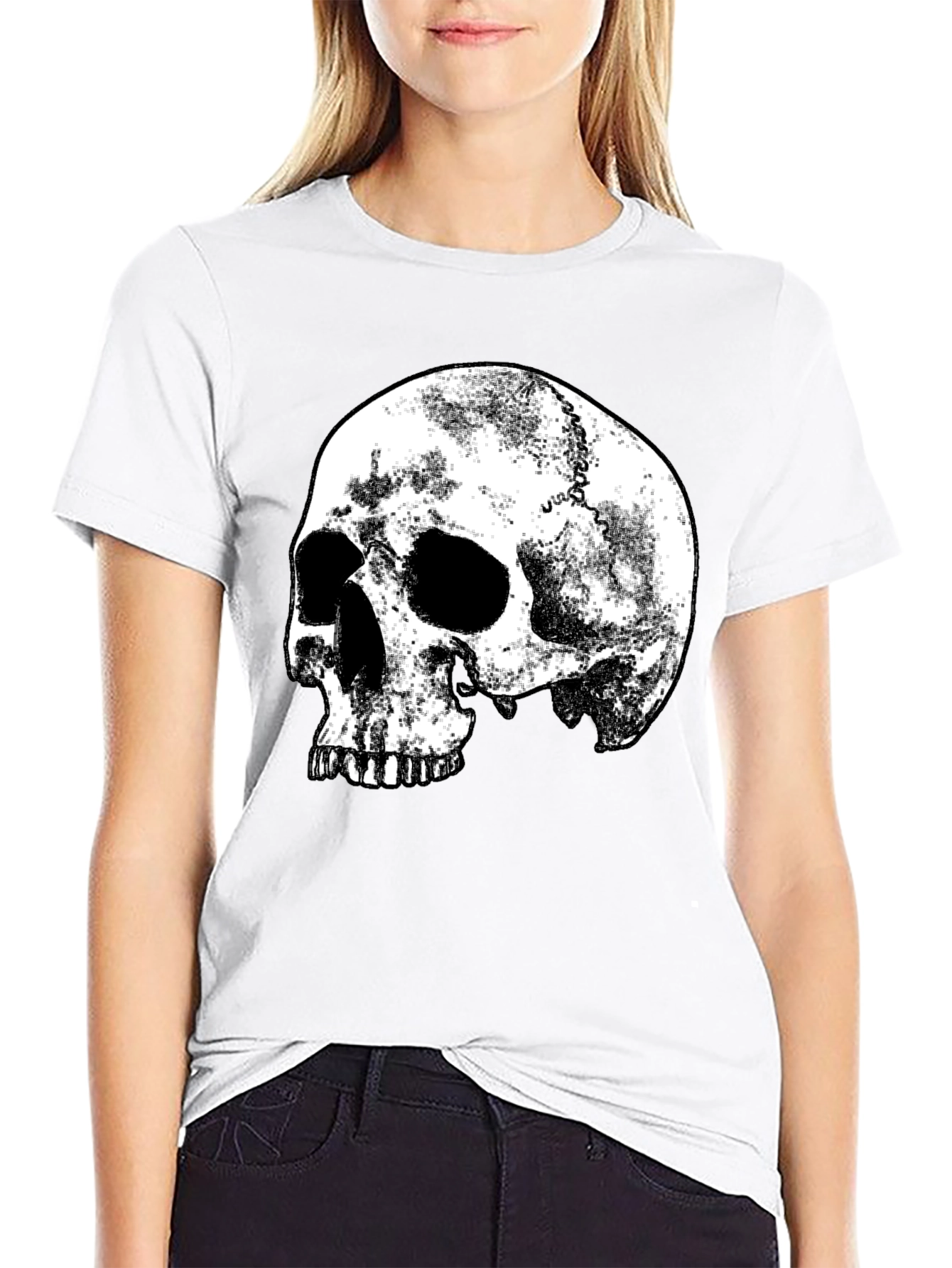 Mens Black Skull Graphic Print T-Shirt