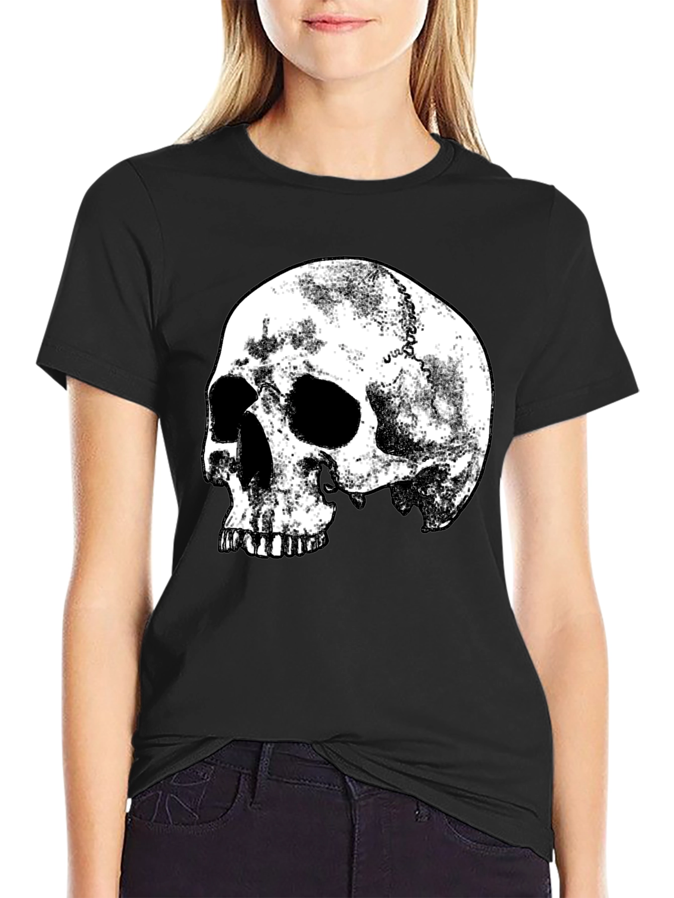 Mens Black Skull Graphic Print T-Shirt