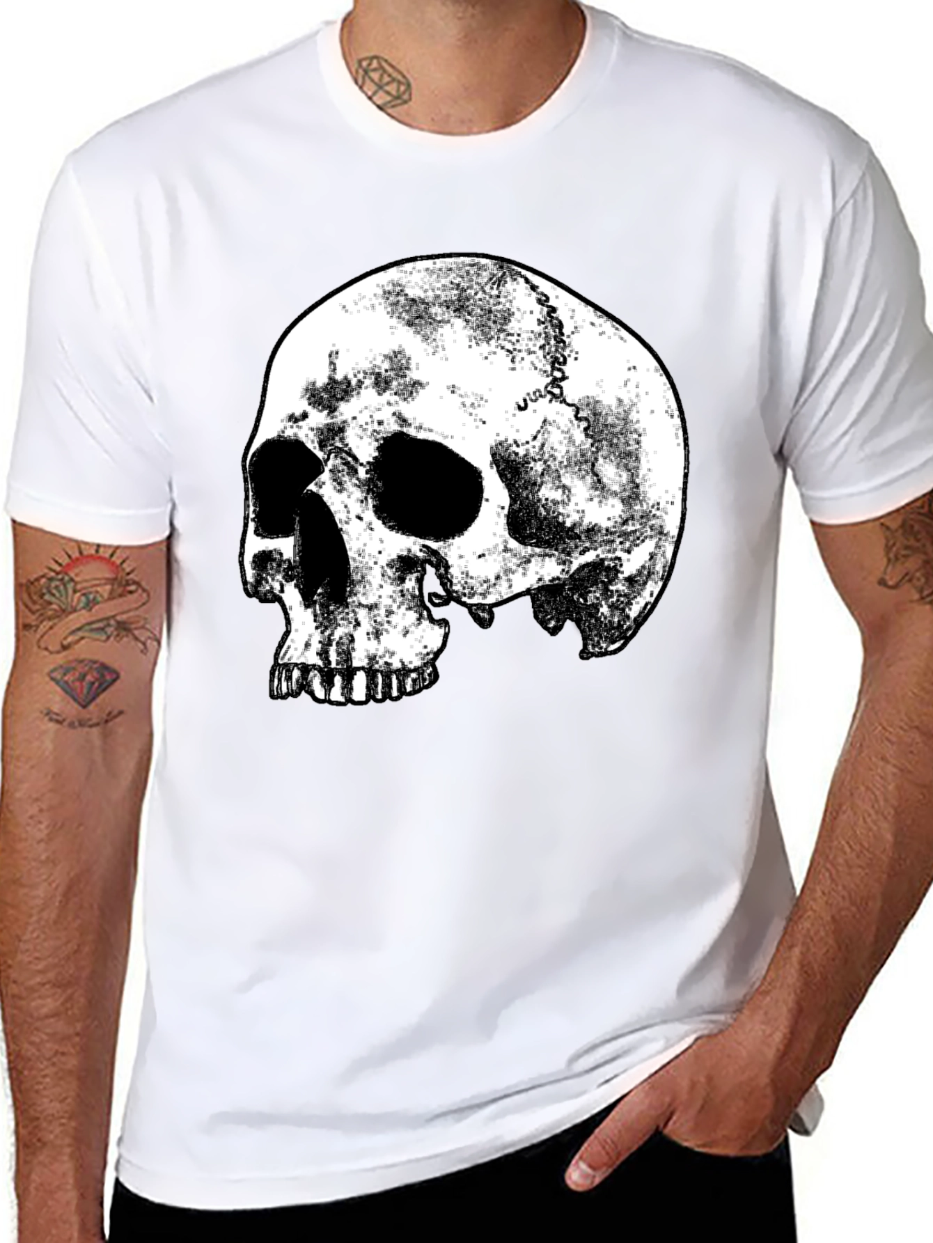 Mens Black Skull Graphic Print T-Shirt