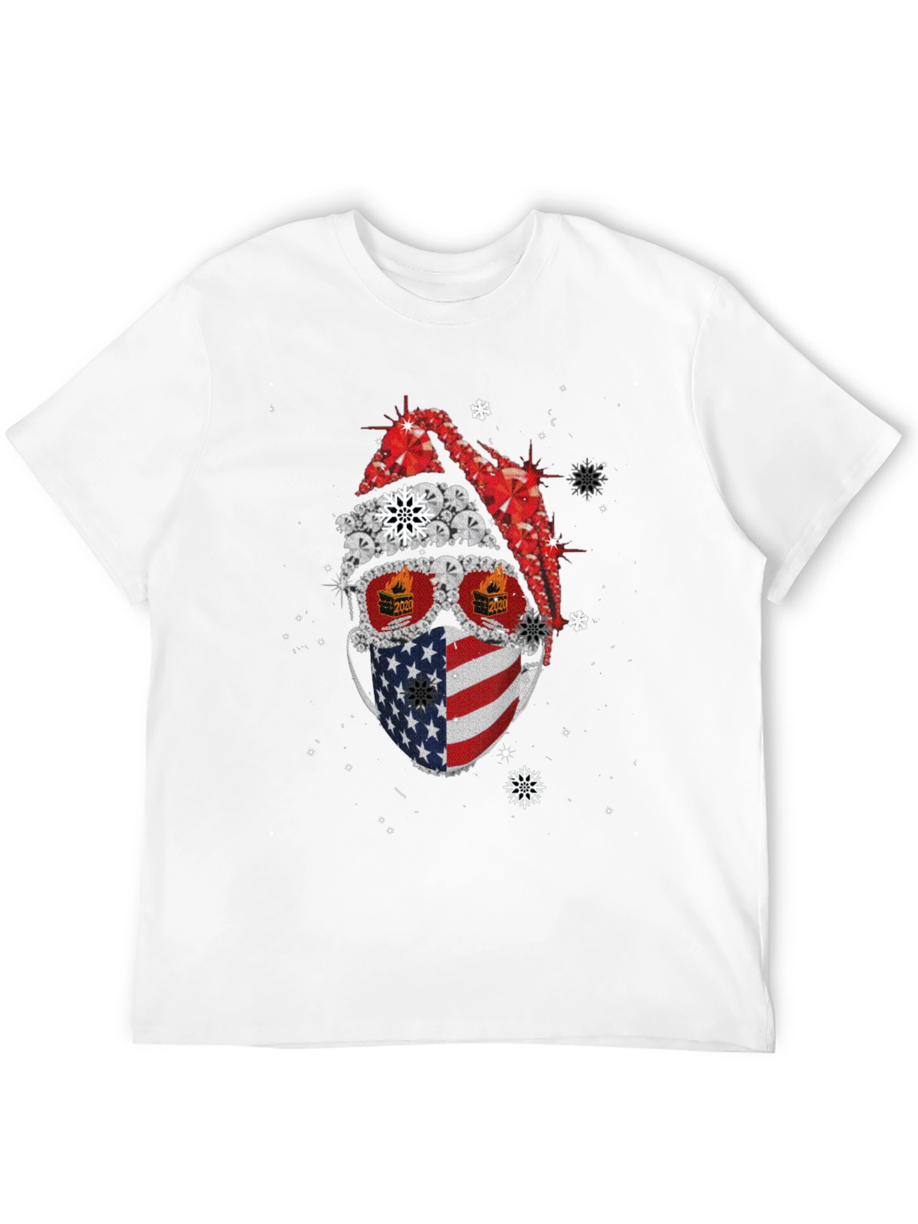 Patriotic Santa Hat Skull T-Shirt