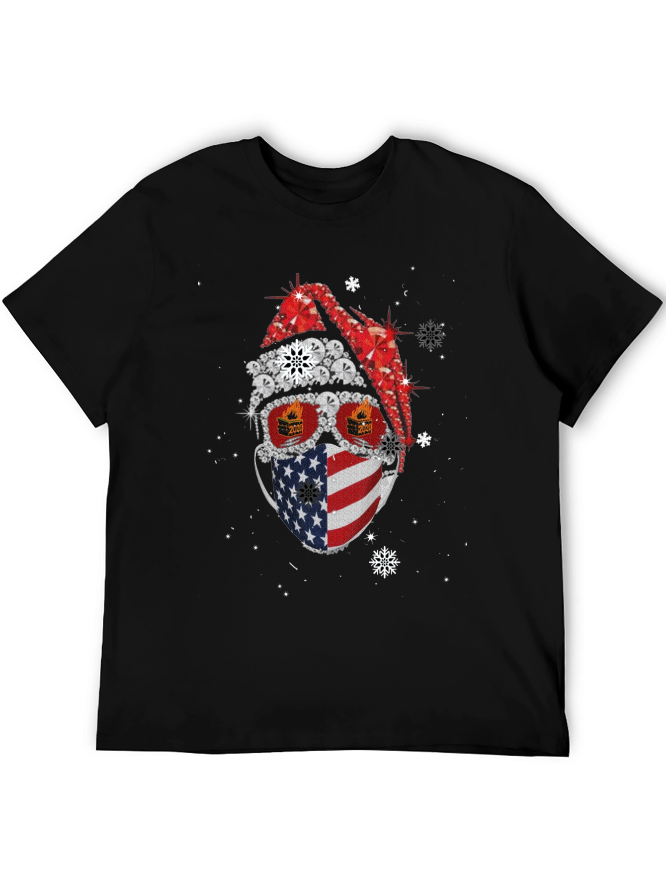 Patriotic Santa Hat Skull T-Shirt