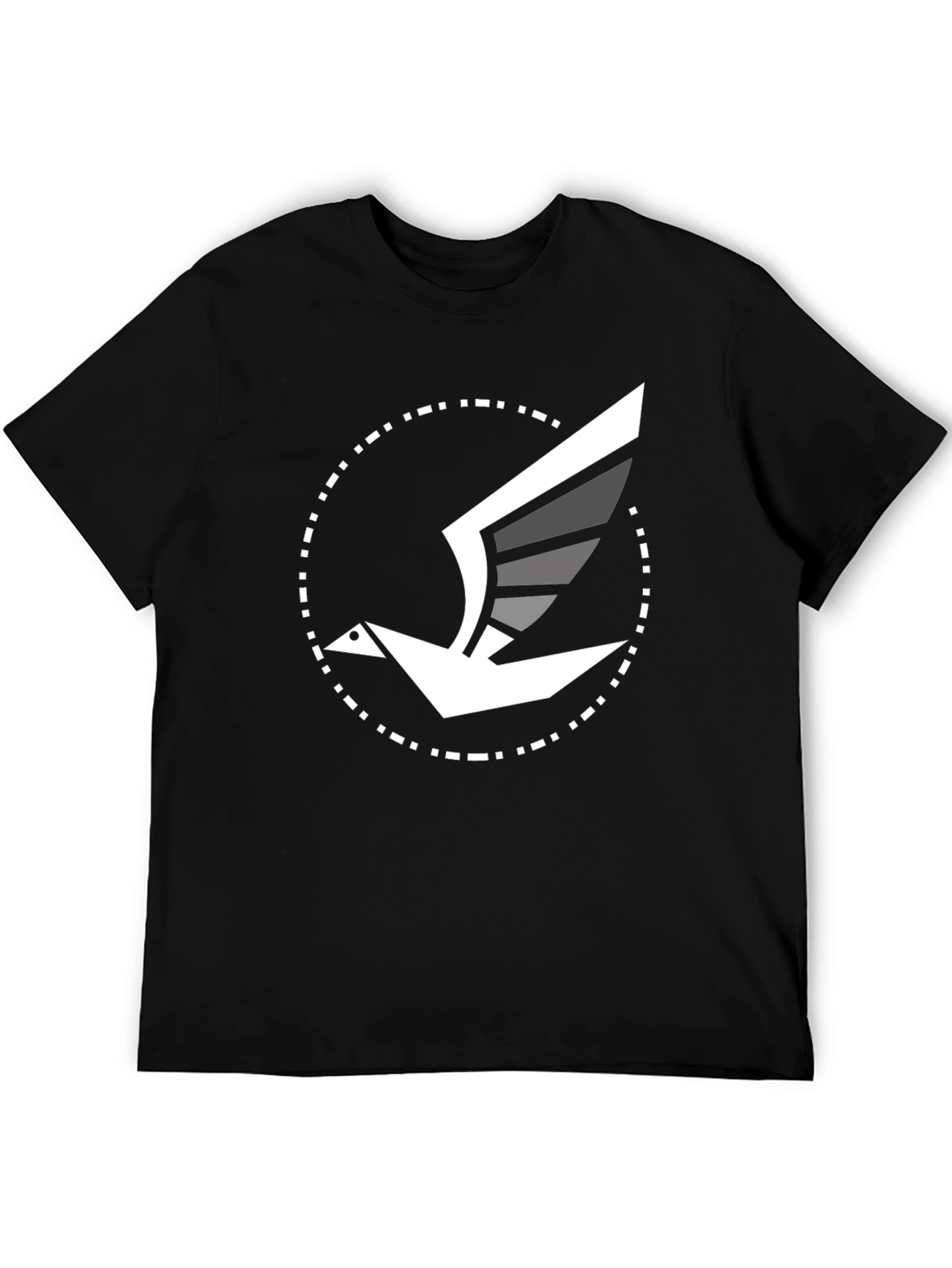 Modern Bird Graphic Tee - Black Cotton Blend