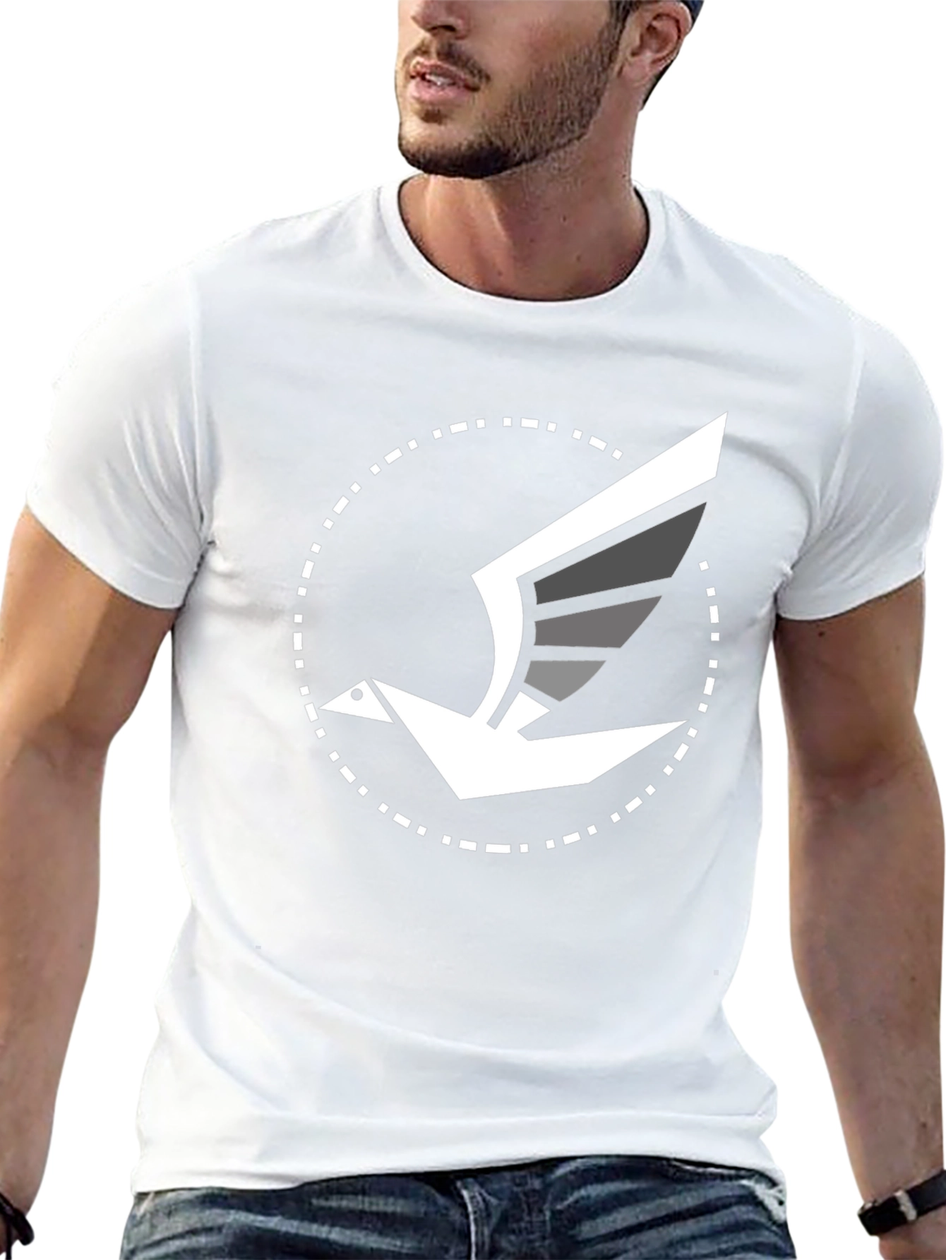 Modern Bird Graphic Tee - Black Cotton Blend