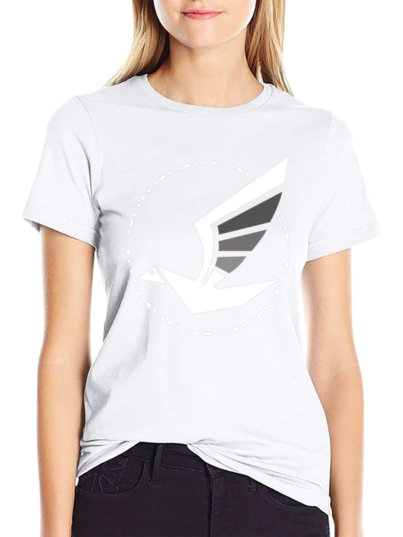 Modern Bird Graphic Tee - Black Cotton Blend