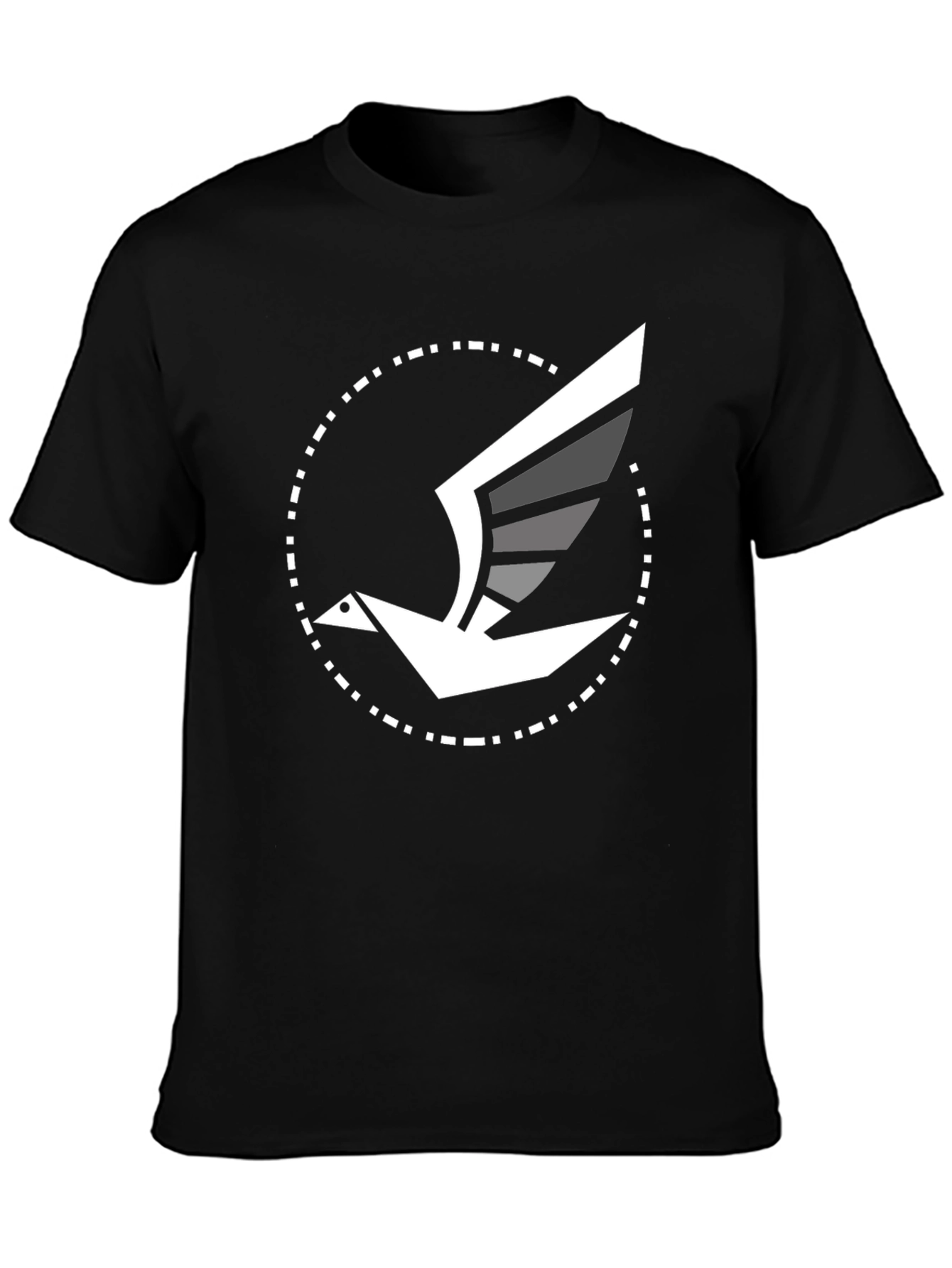 Modern Bird Graphic Tee - Black Cotton Blend
