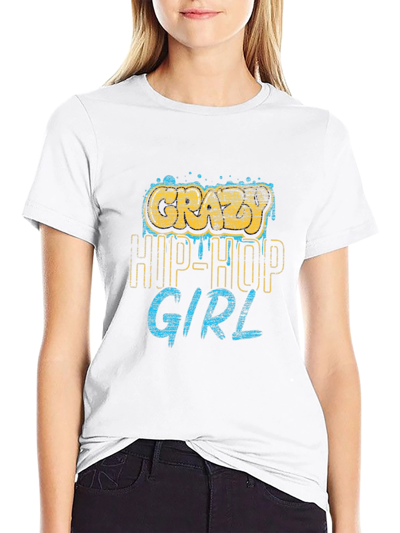 Crazy Hip-Hop Girl Graphic Tee - Cool Urban Style