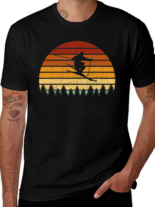 Vintage Ski Sunset Graphic T-Shirt