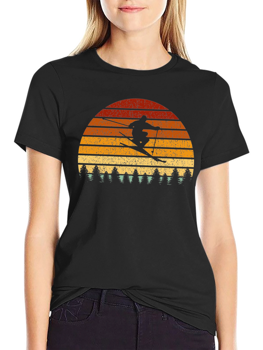 Vintage Ski Sunset Graphic T-Shirt