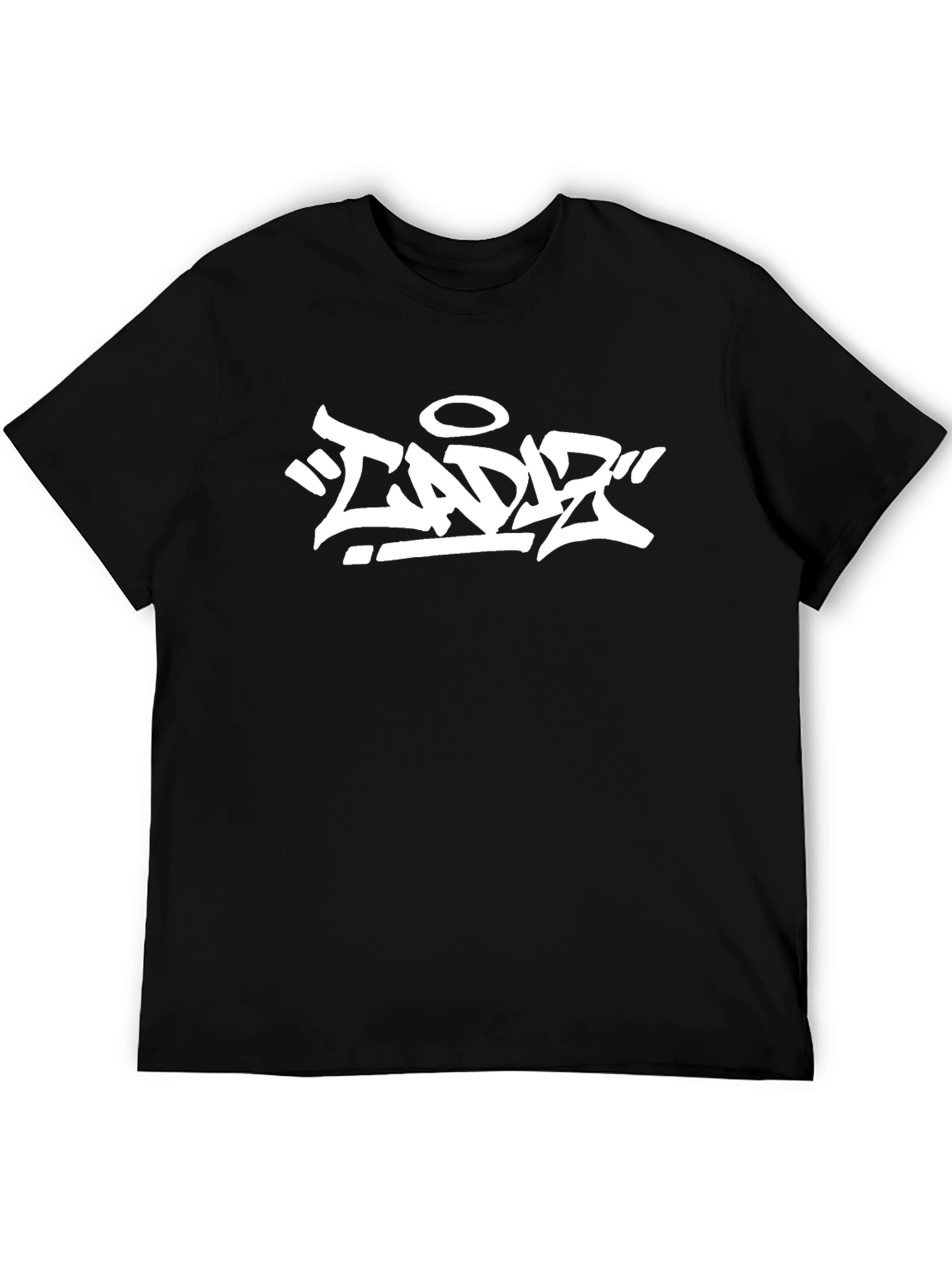 Black T-Shirt with White Graffiti Graphic