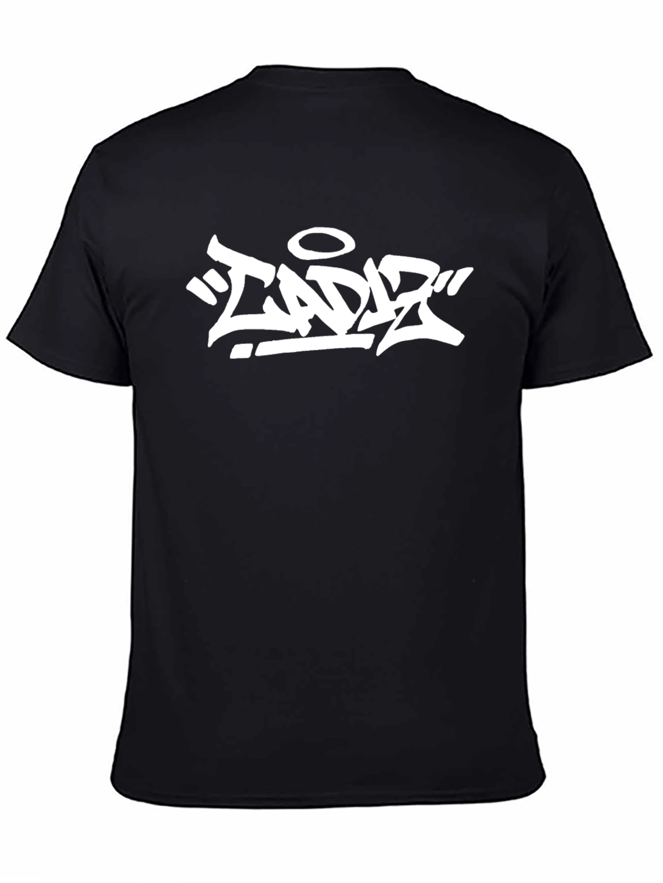 Black T-Shirt with White Graffiti Graphic