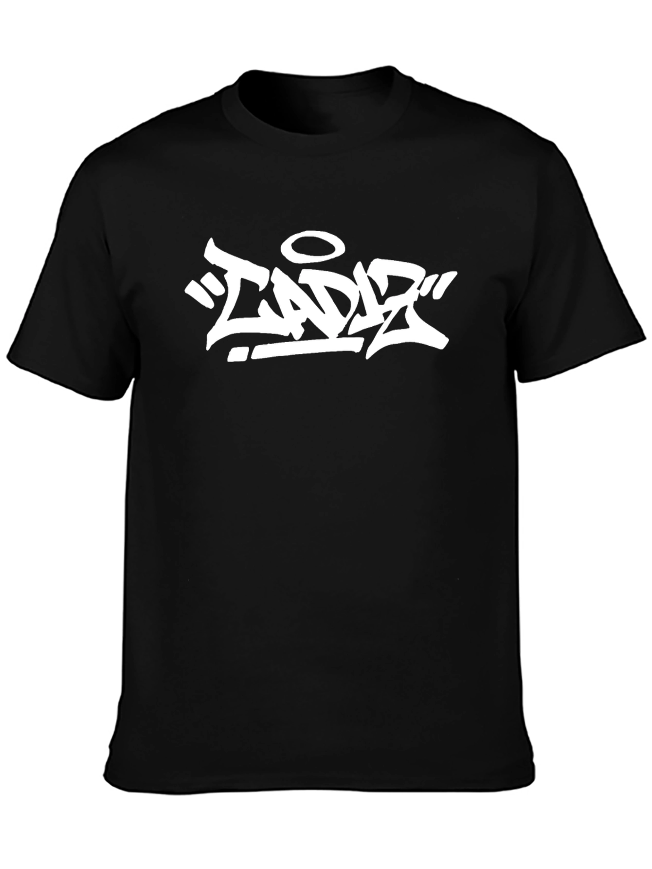 Black T-Shirt with White Graffiti Graphic
