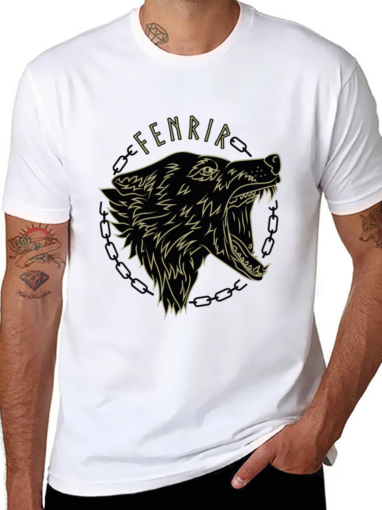 Fenrir Wolf Graphic Tee - Black