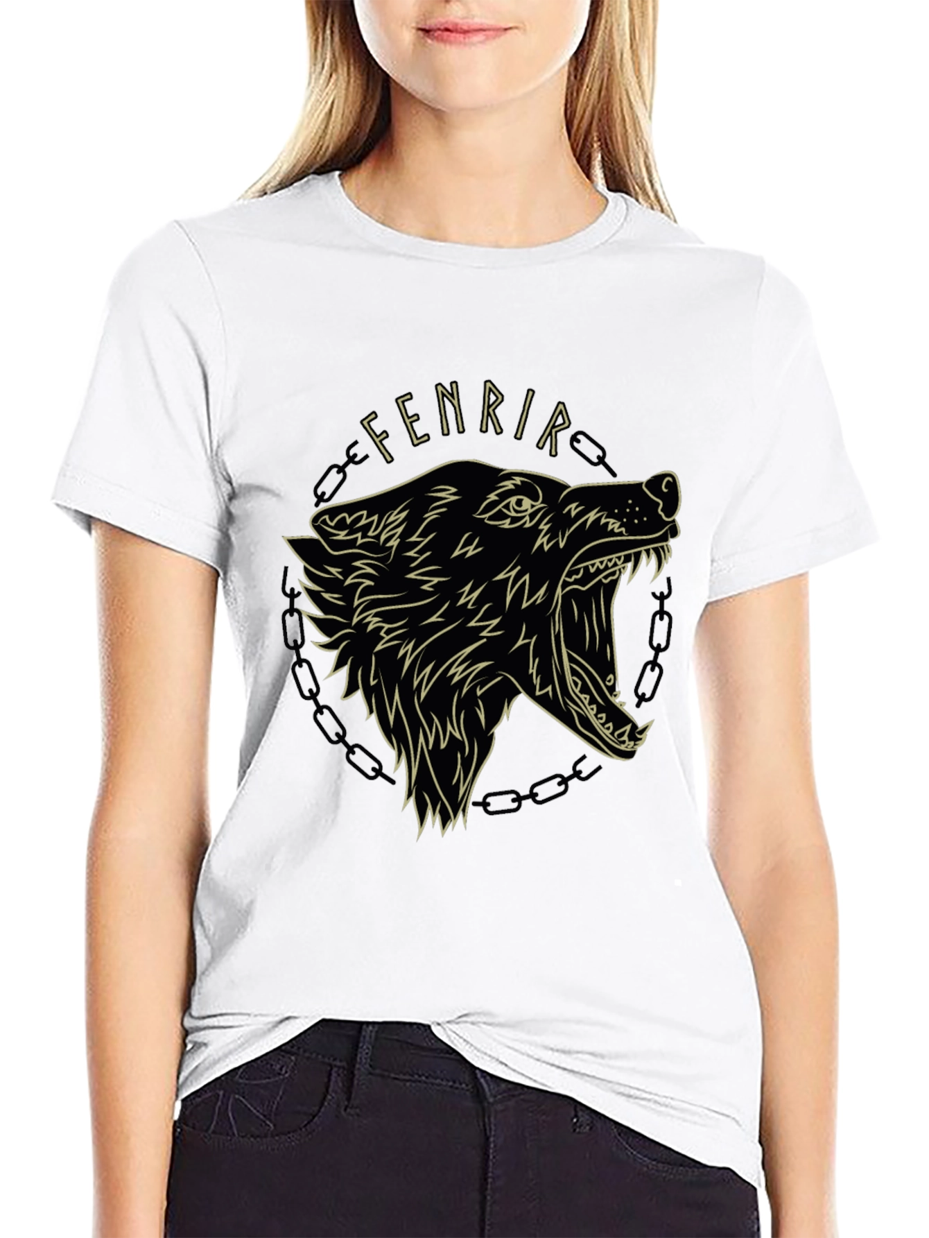 Fenrir Wolf Graphic Tee - Black