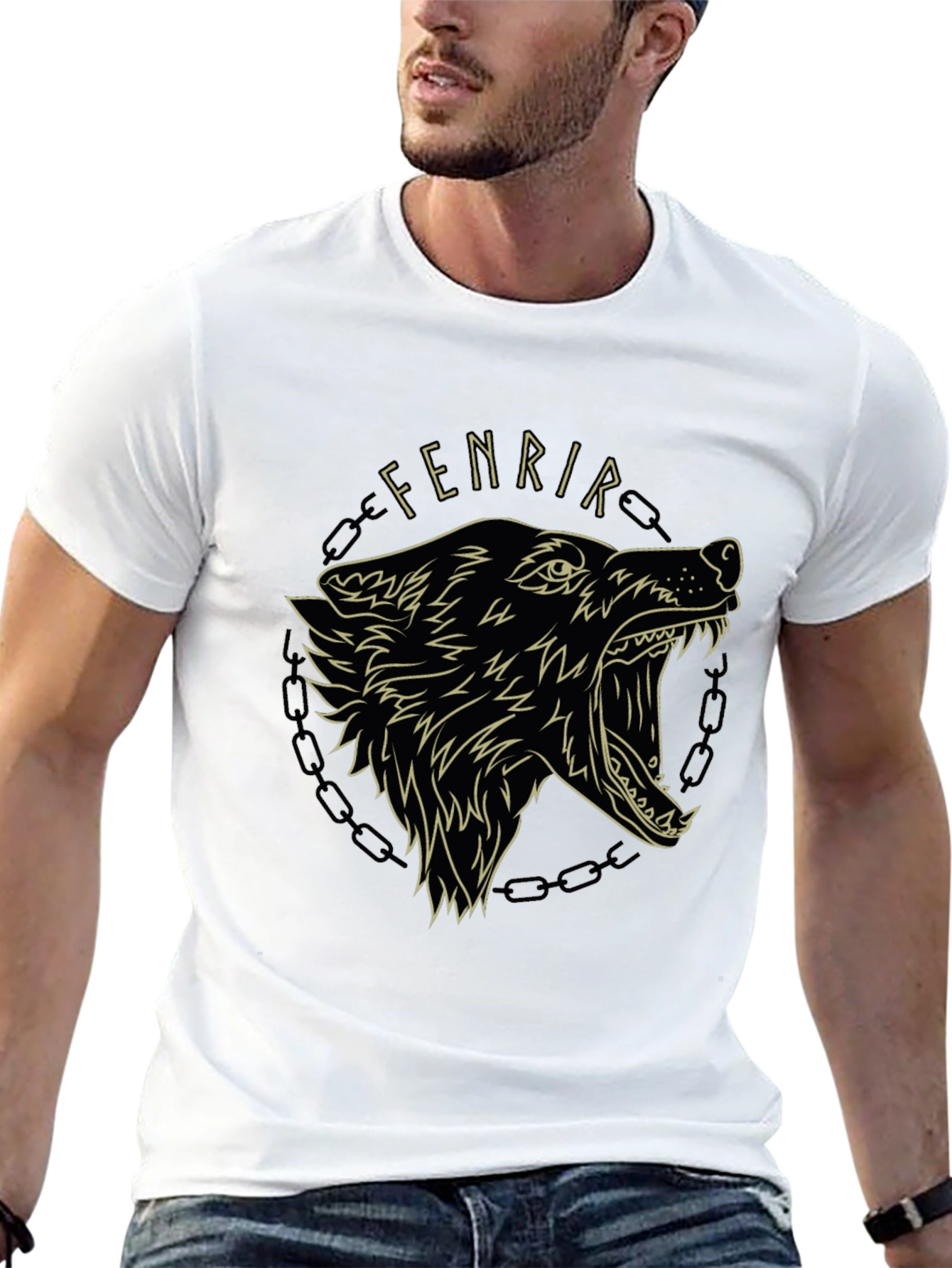 Fenrir Wolf Graphic Tee - Black