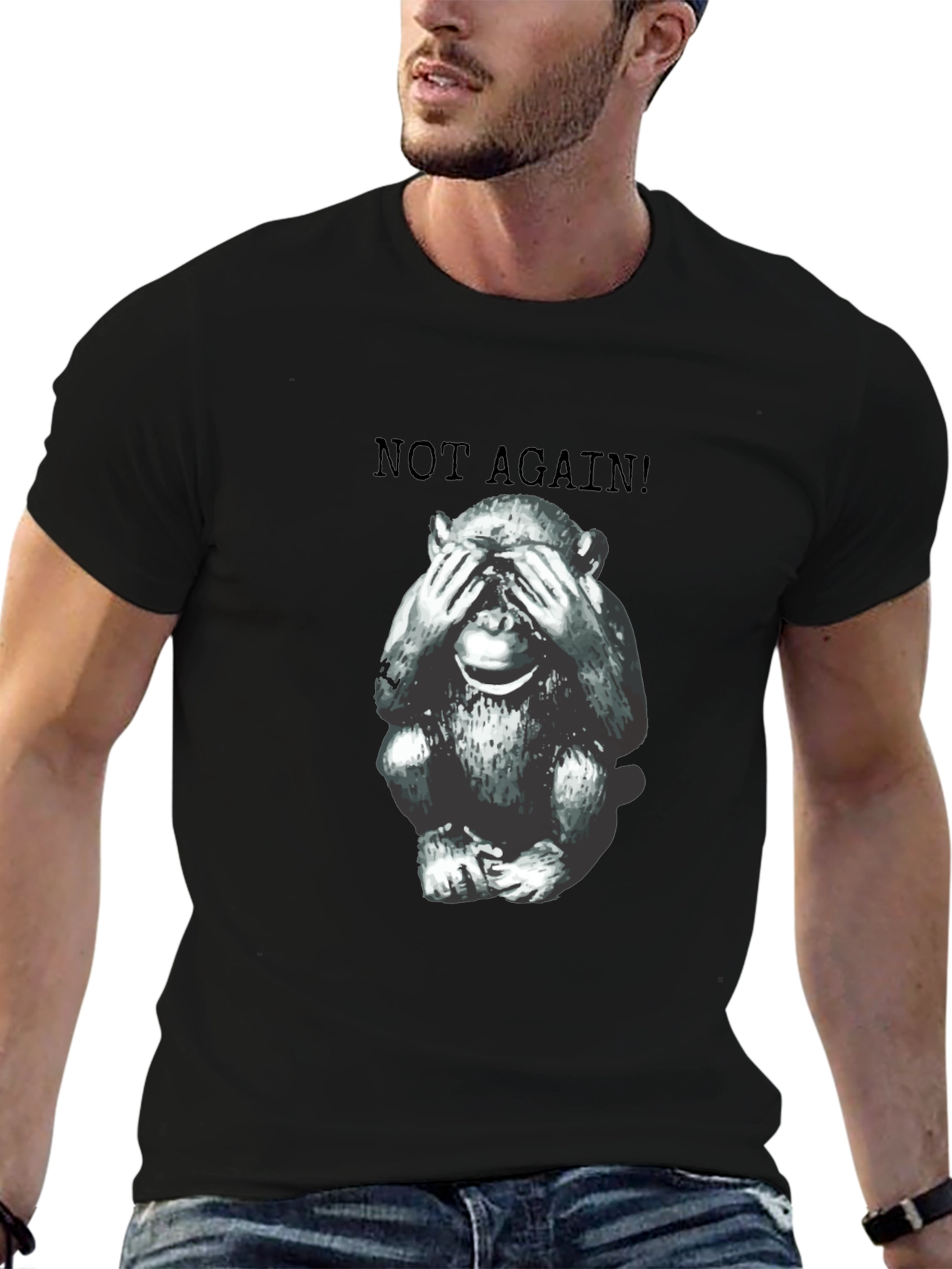 Funny Monkey Not Again! Graphic Tee - Unisex