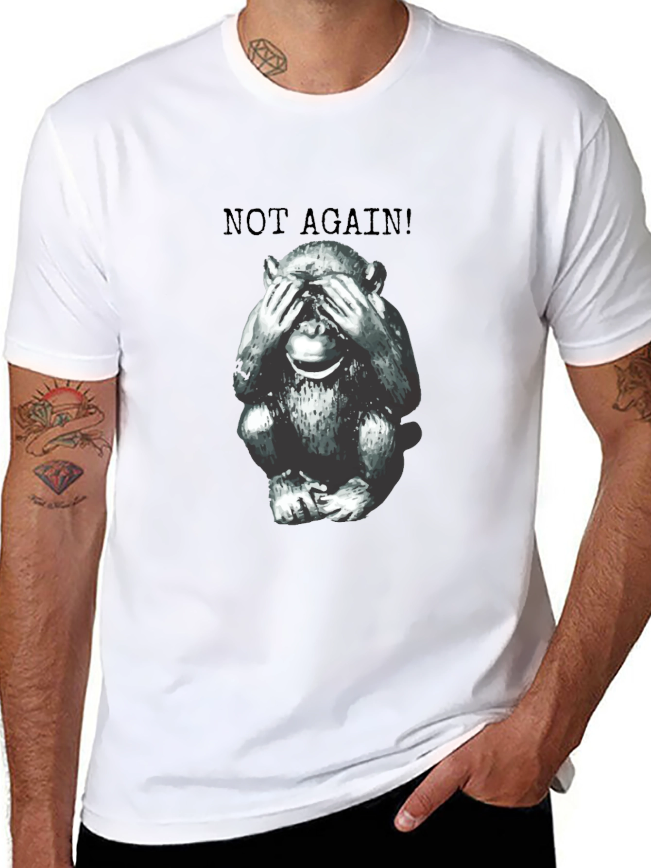 Funny Monkey Not Again! Graphic Tee - Unisex