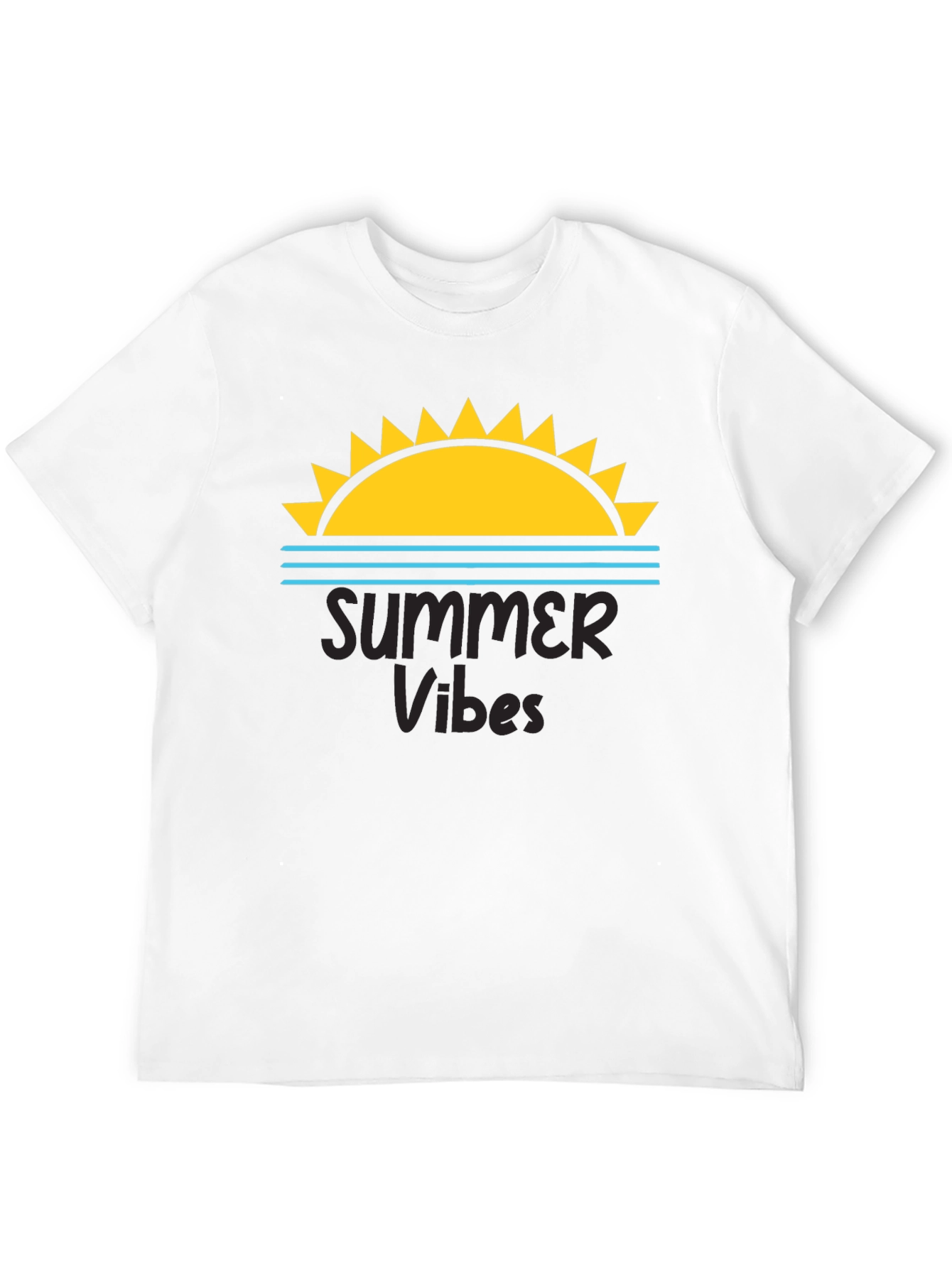 Summer Vibes Graphic Tee - Black Cotton T-Shirt