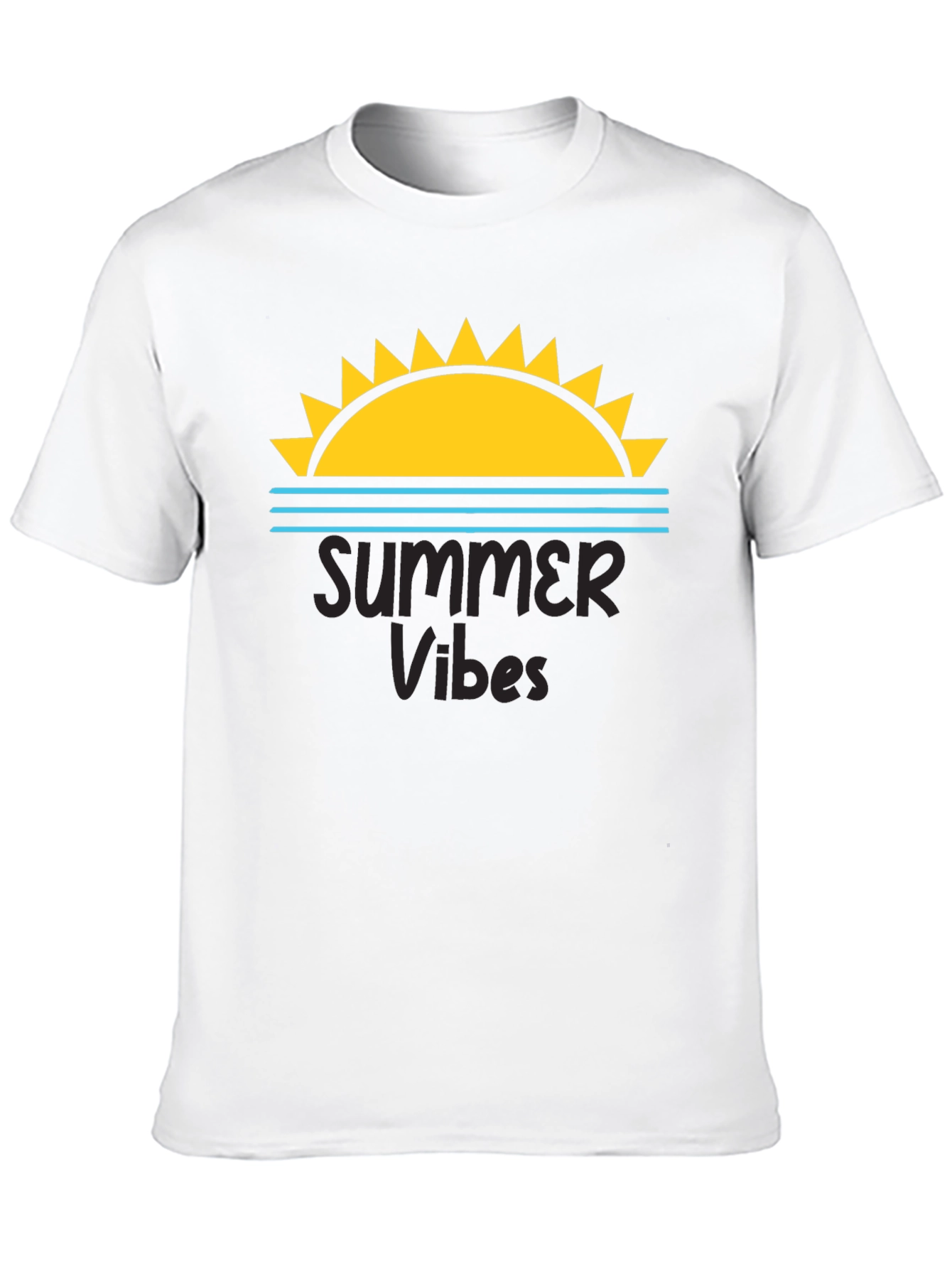 Summer Vibes Graphic Tee - Black Cotton T-Shirt