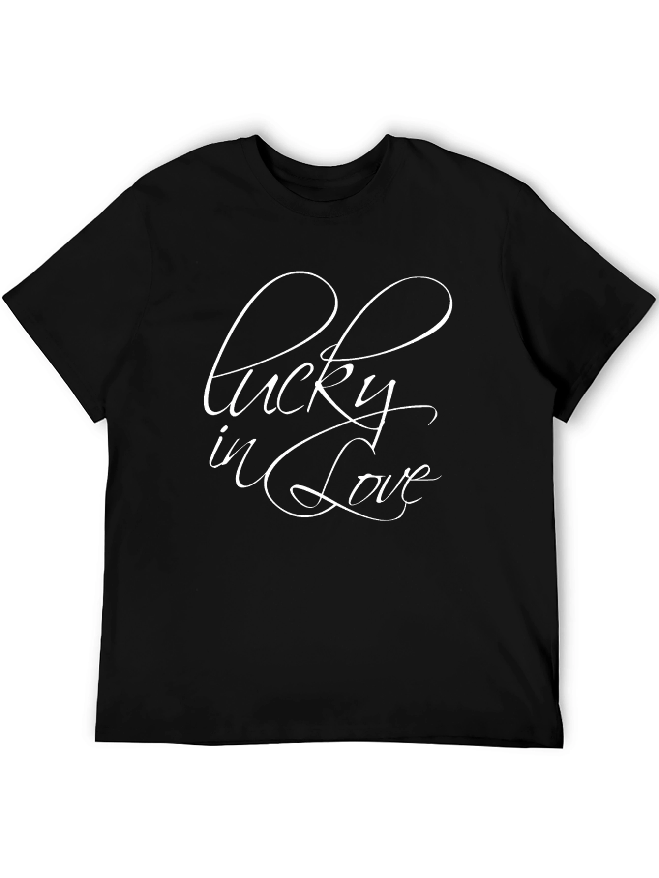 Lucky in Love Black Graphic Tee for Men