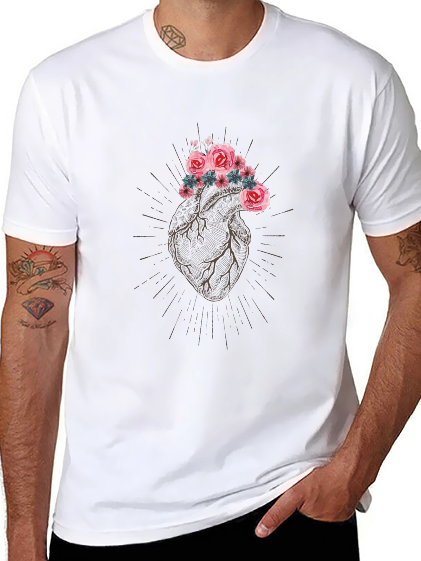 Floral Heart Graphic Tee - Stylish Comfort
