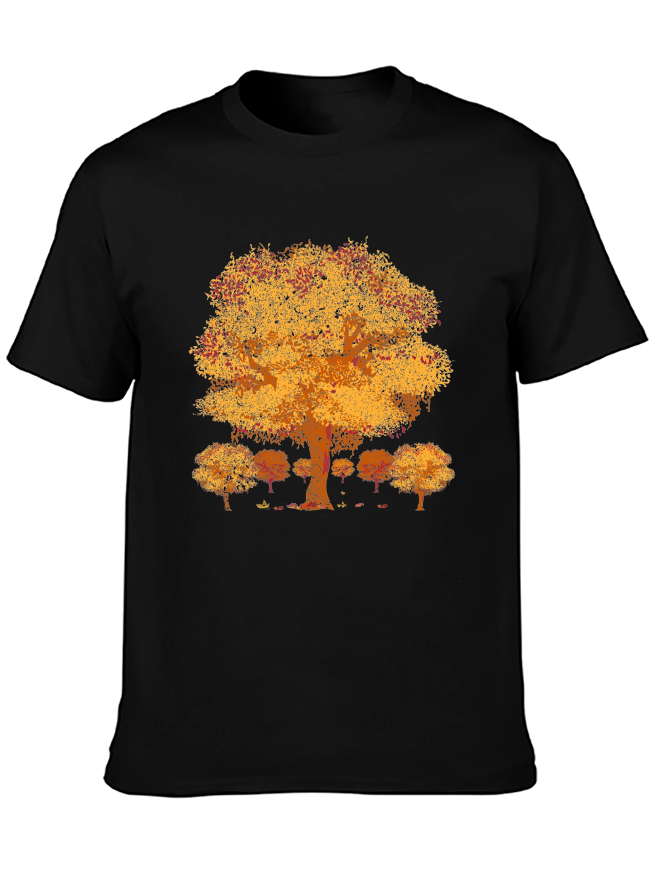 Autumn Tree Graphic Tee - Black Crew Neck