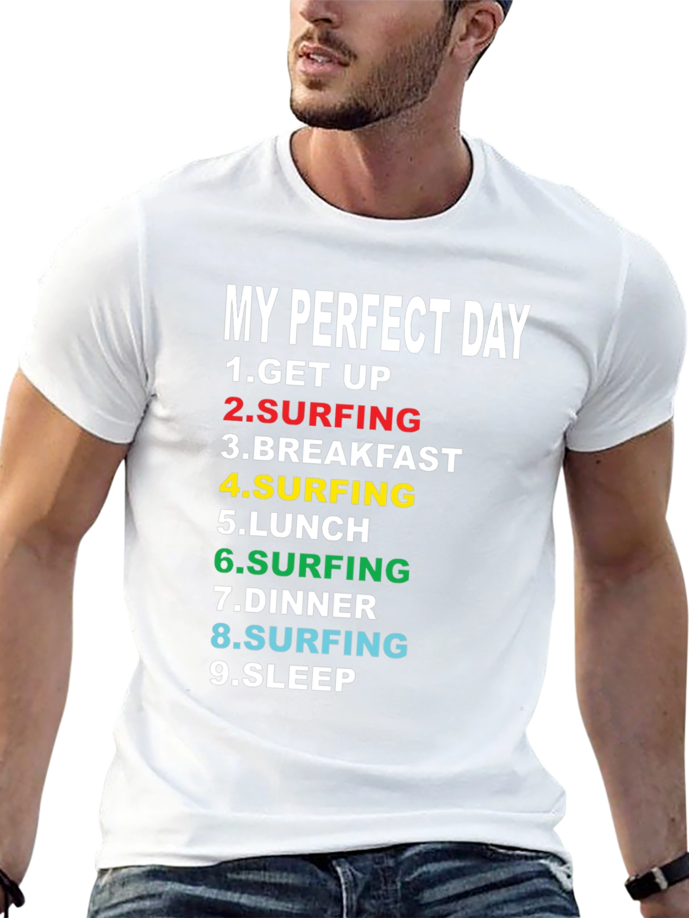 My Perfect Day Surfing T-Shirt - Black Cotton Tee