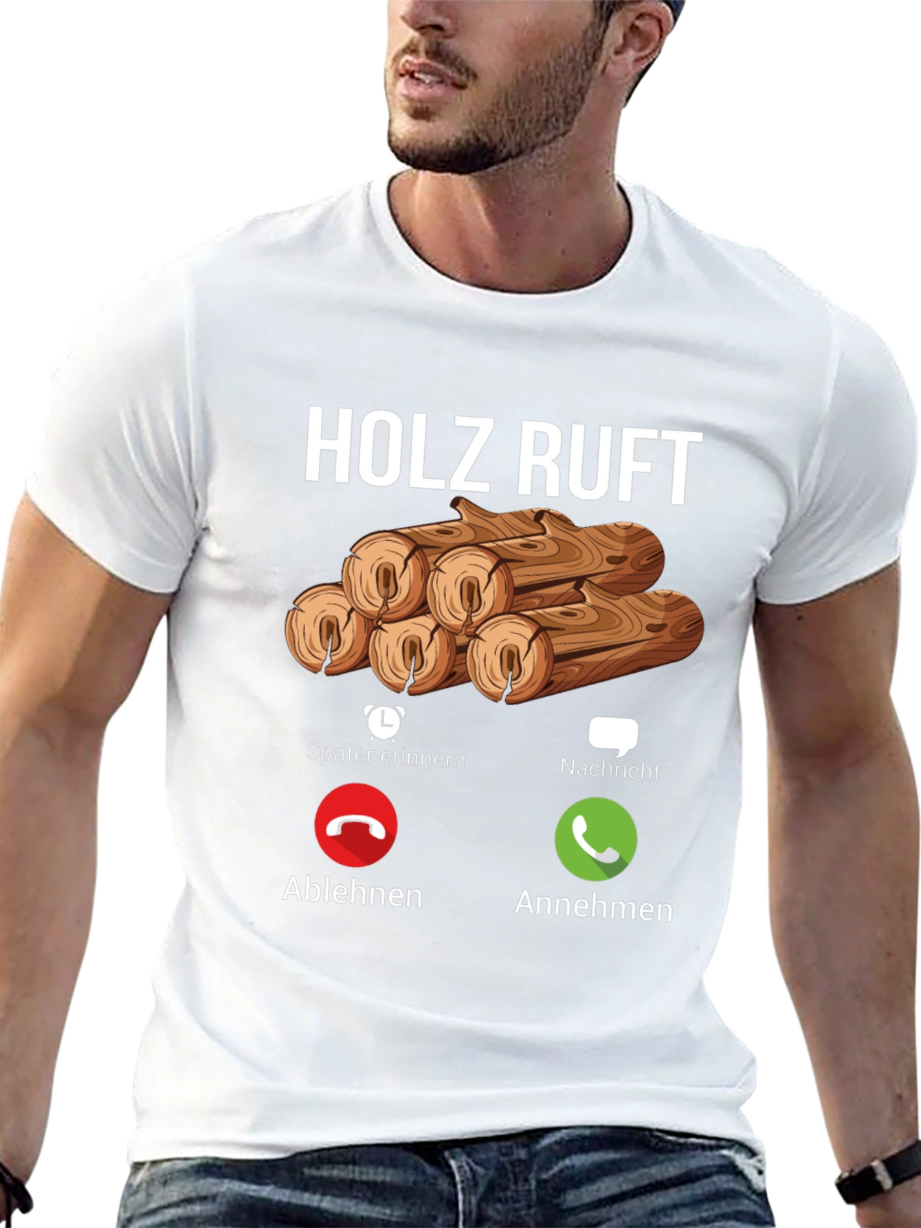 Holz Ruft Mens T-Shirt: Wood Calling Funny Graphic Tee