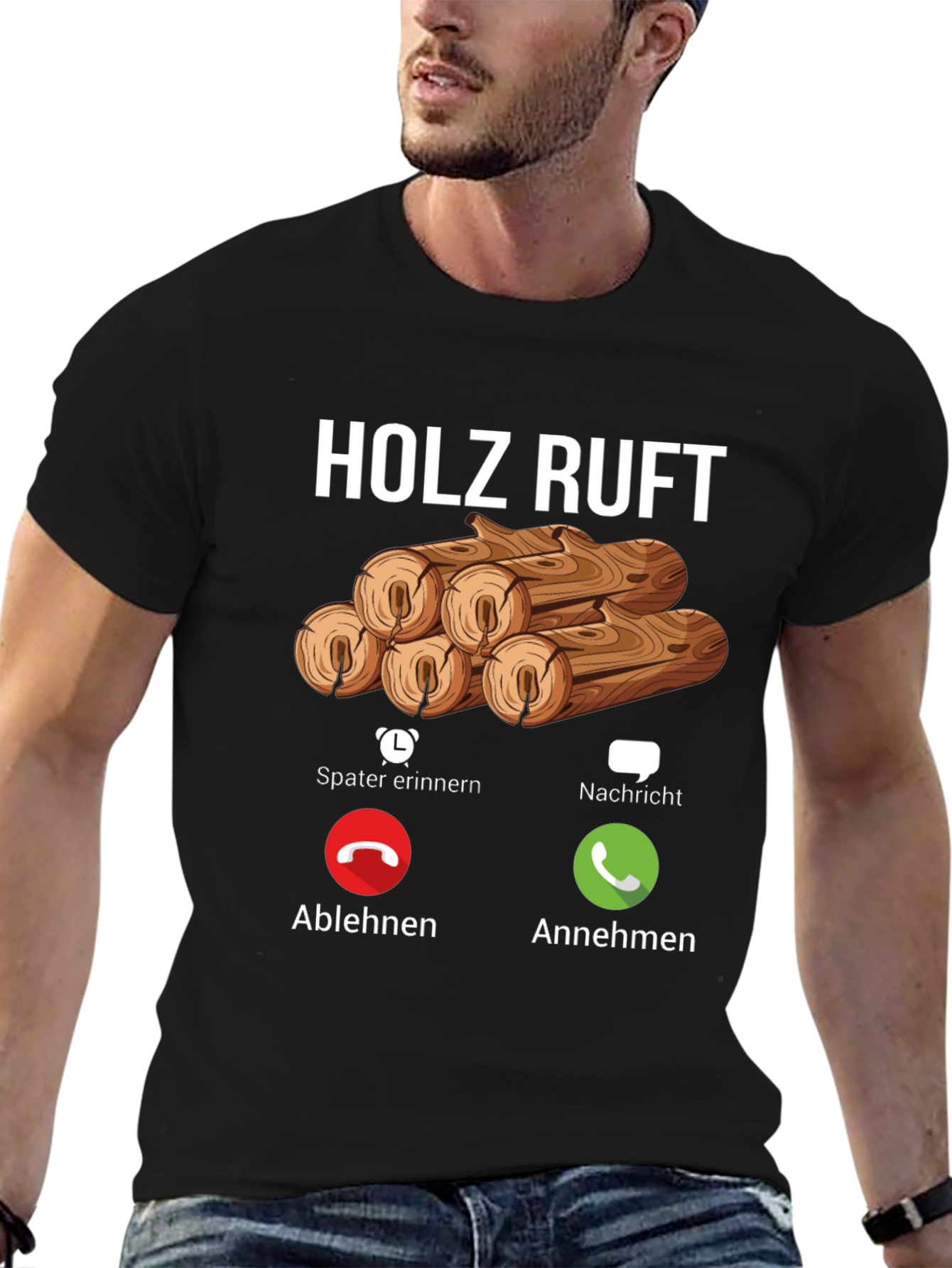 Holz Ruft Mens T-Shirt: Wood Calling Funny Graphic Tee