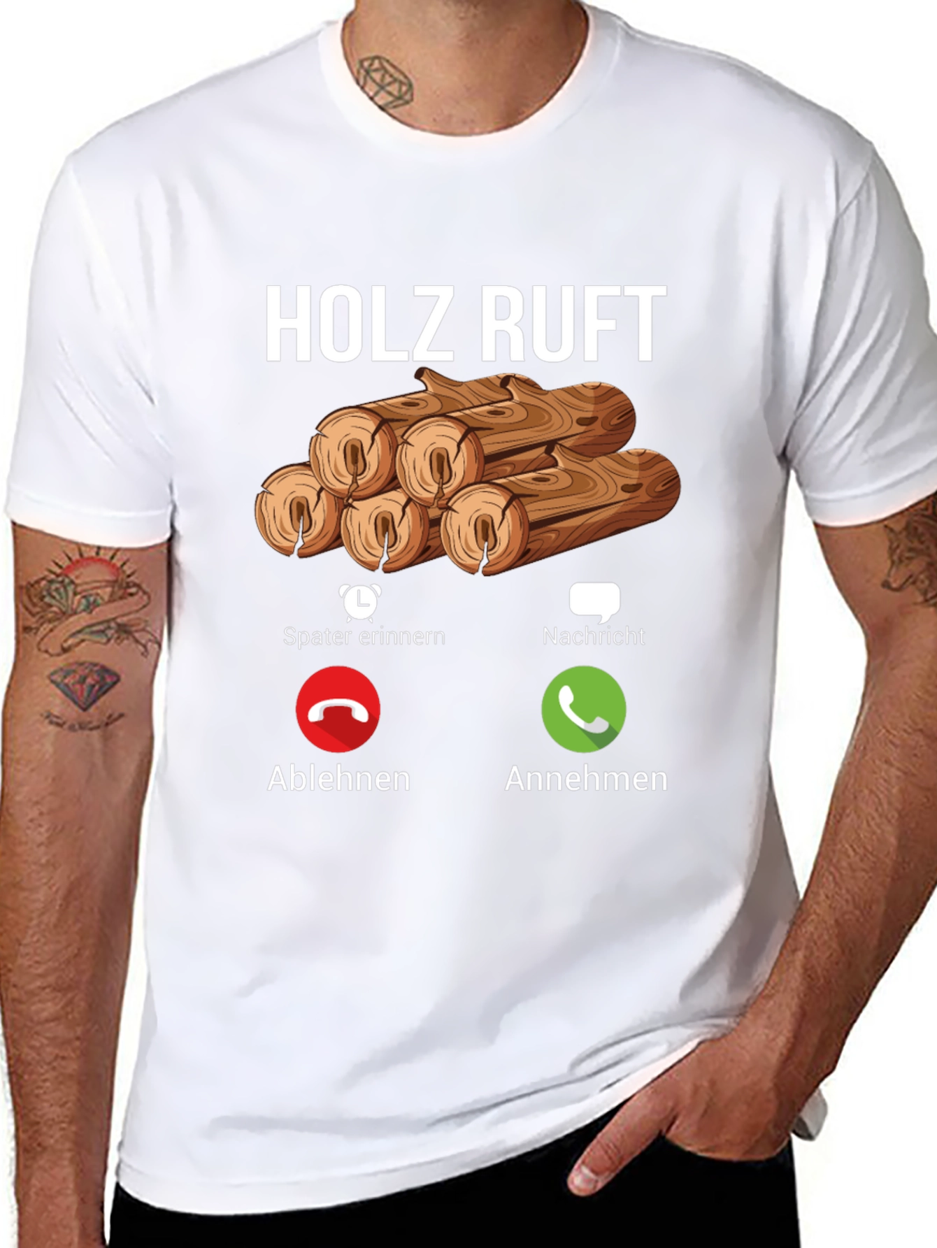 Holz Ruft Mens T-Shirt: Wood Calling Funny Graphic Tee